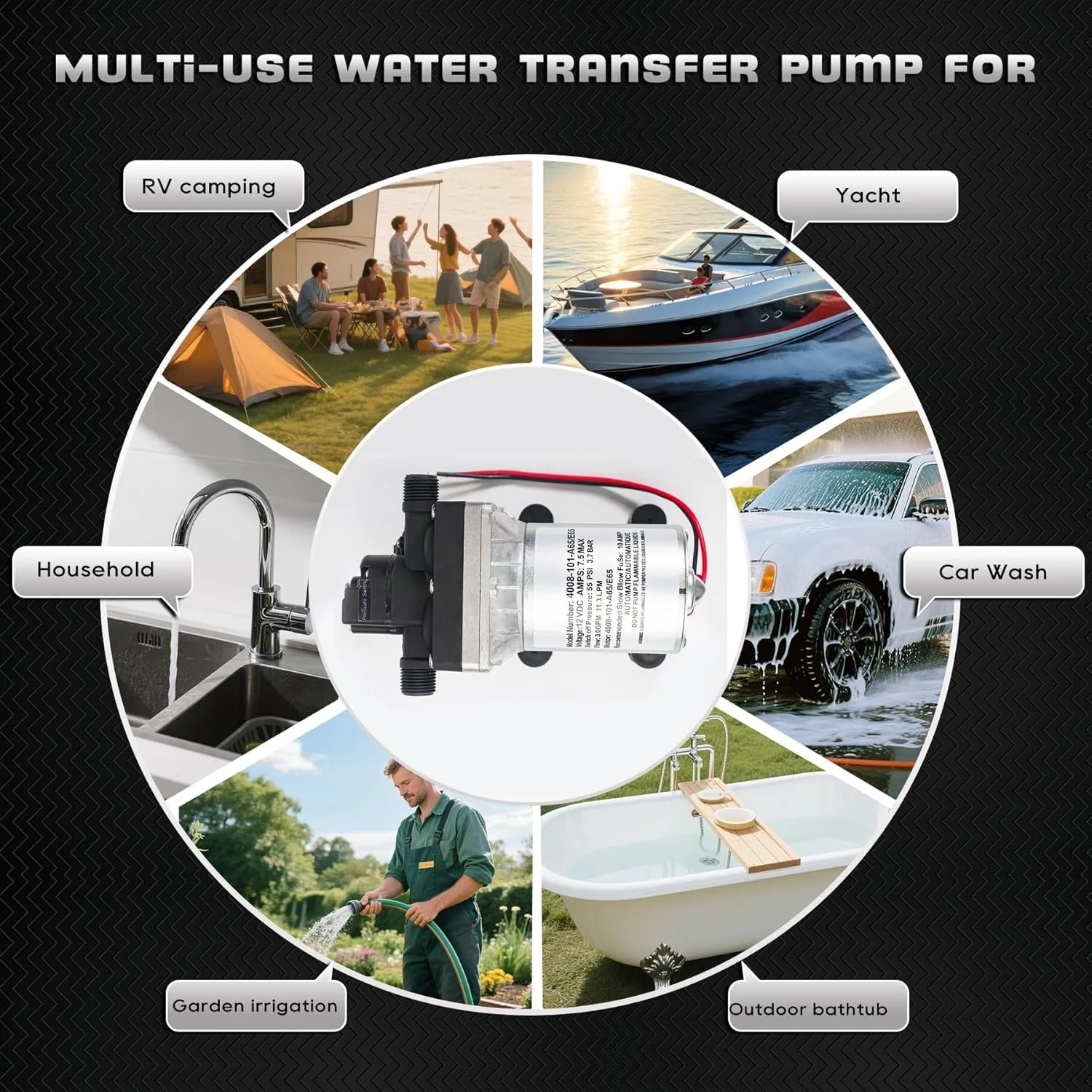 12V RV Water Pump 4008-101-A65/E65 | 3.0 GPM - 55 PSI | Camper RV Water Pump | Self-Priming & Quiet Diaphragm Pump | Thermal Protection & Dry Run Safe | for Halloween Christmas - Image 4