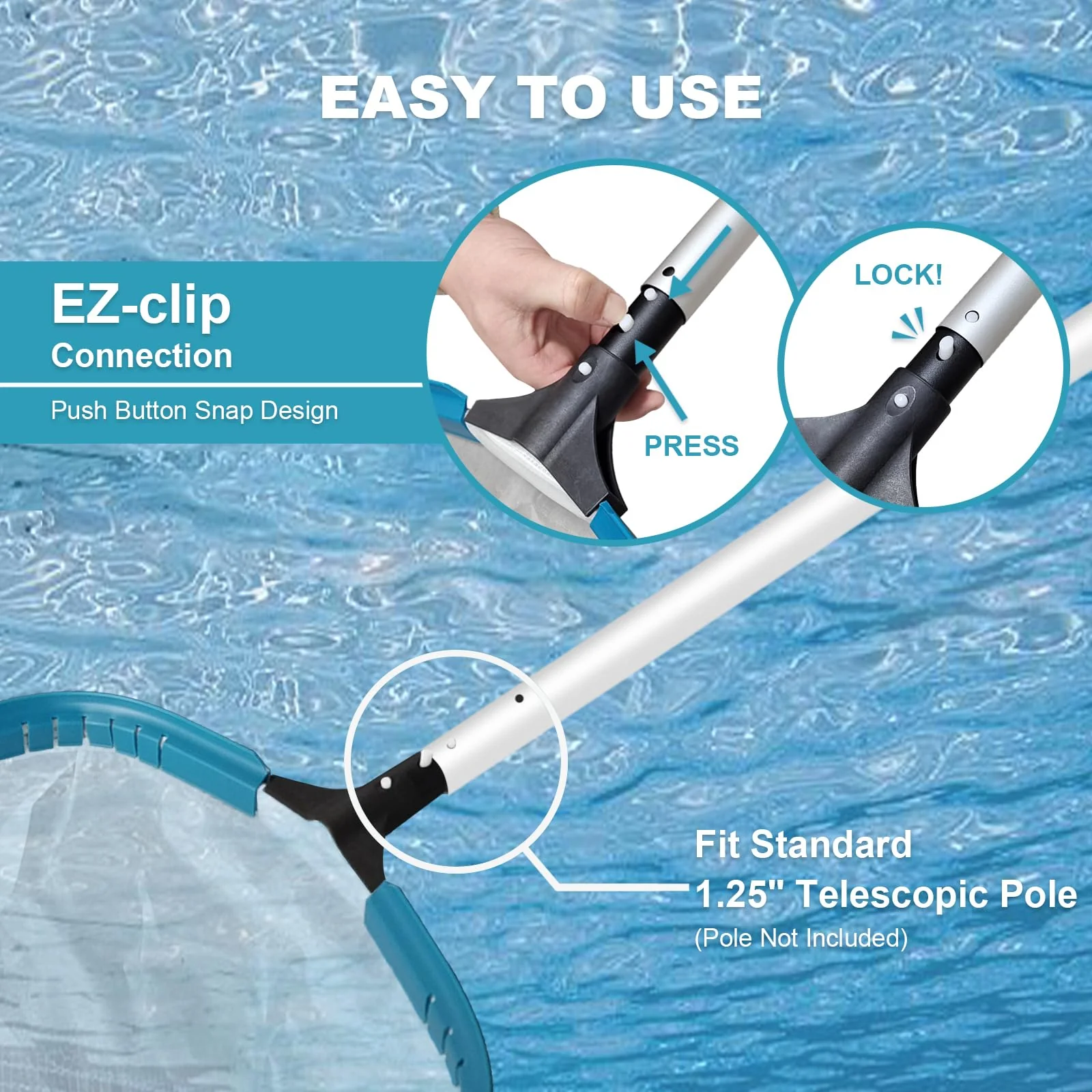 14" Pool Pollen Net - Pool Skimmer Net Rake, Strong Aluminum Frame, Ultra Fine Mesh Nets for Cleaning & for Sand, Silt, Leaves, Remove The Finest Debris - Image 4