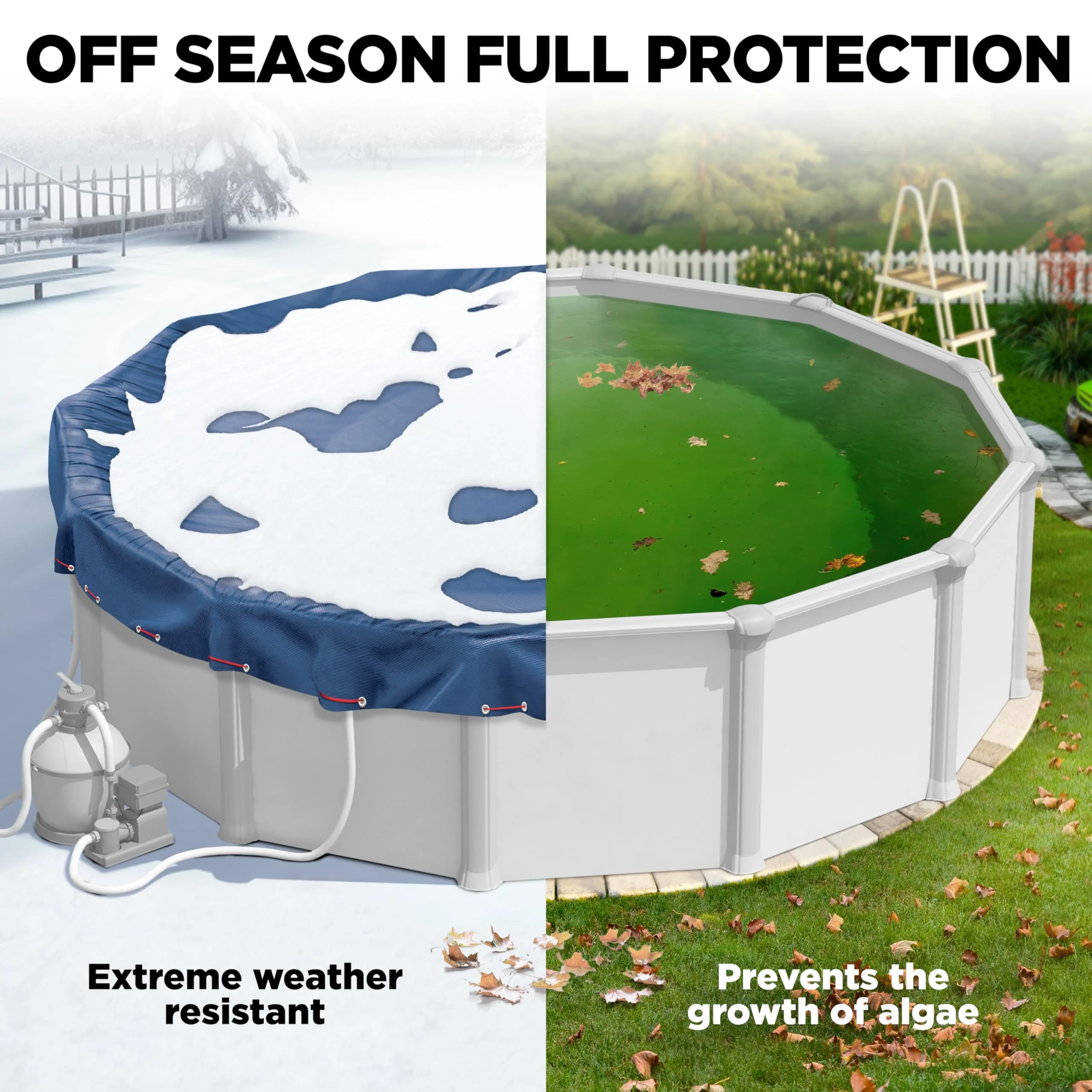 15 ft Round Pool Cover for Above Ground Pools, Above Ground Cover for Winter, Keeps Out Debris, Cold and UV Resistant, Supreme Mesh, Navy Blue - Image 5