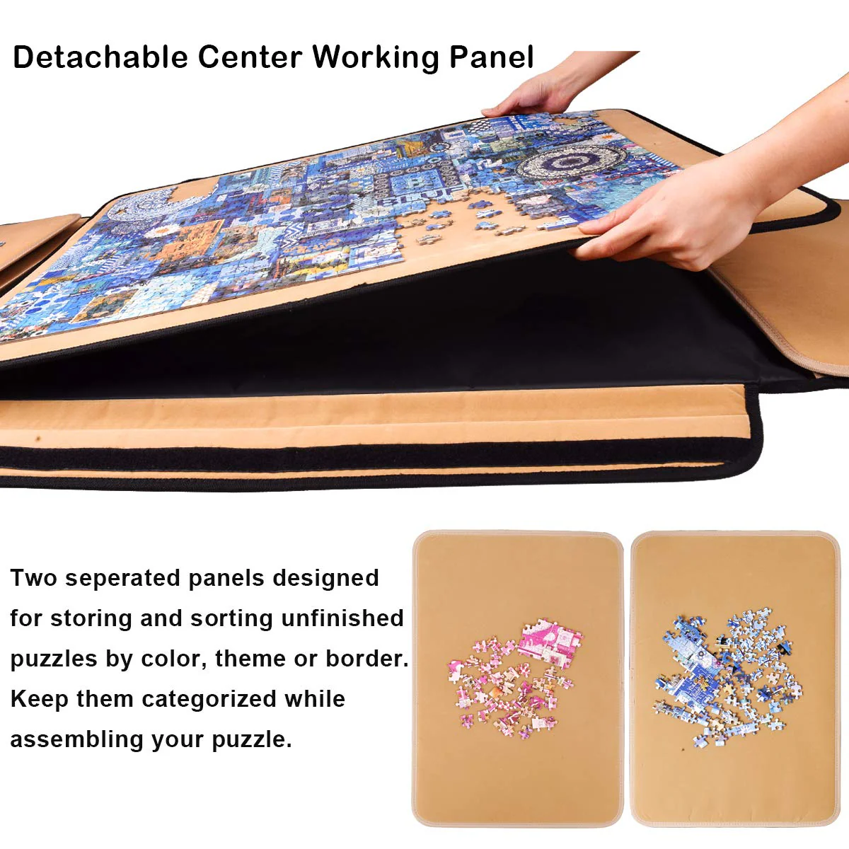1500 Pieces Jigsaw Puzzle Board, Portable Puzzle Board, 25"×35.43" Jigsaw Puzzle Table Board, Puzzle Keeper Puzzle Caddy with Sorting Trays & Detachable Board,Non-Slip Surface - Image 4