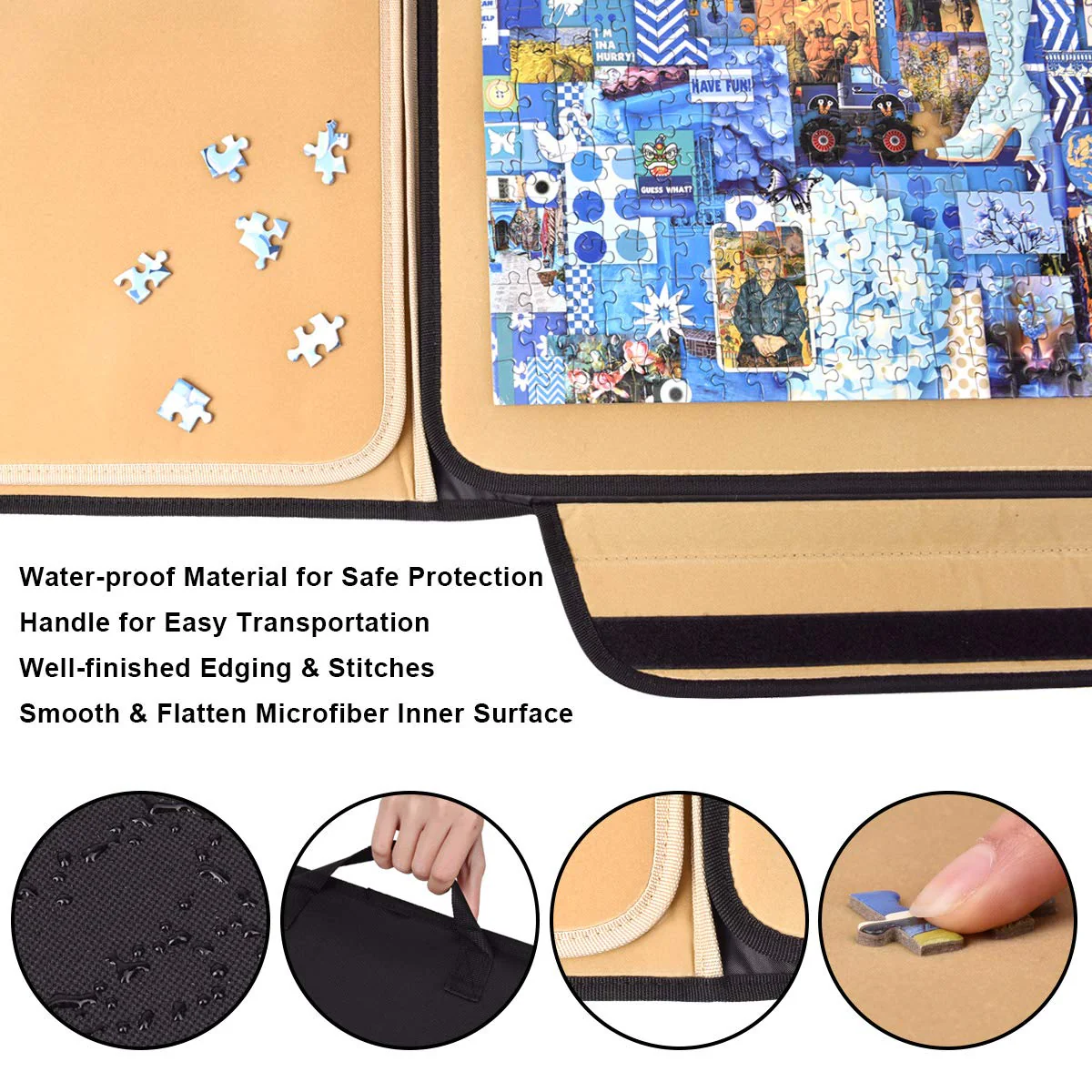 1500 Pieces Jigsaw Puzzle Board, Portable Puzzle Board, 25"×35.43" Jigsaw Puzzle Table Board, Puzzle Keeper Puzzle Caddy with Sorting Trays & Detachable Board,Non-Slip Surface - Image 5