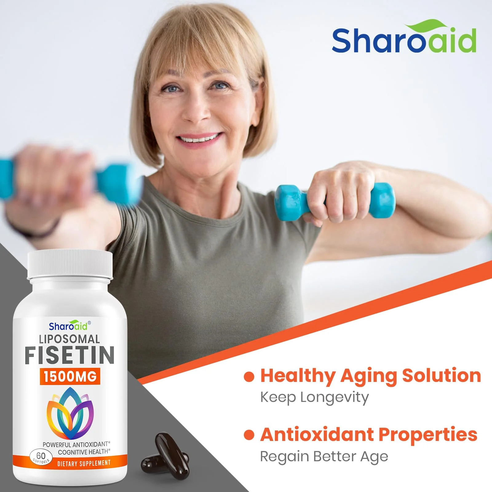 1500mg Fisetin Supplements - Powerful Absorption with Liposomal Delivery,98% Pure Fisetin,Polyphenol Antioxidant for Healthy Aging,Non-GMO - 2 Bottles, 120 Softgels for Adults - Image 4
