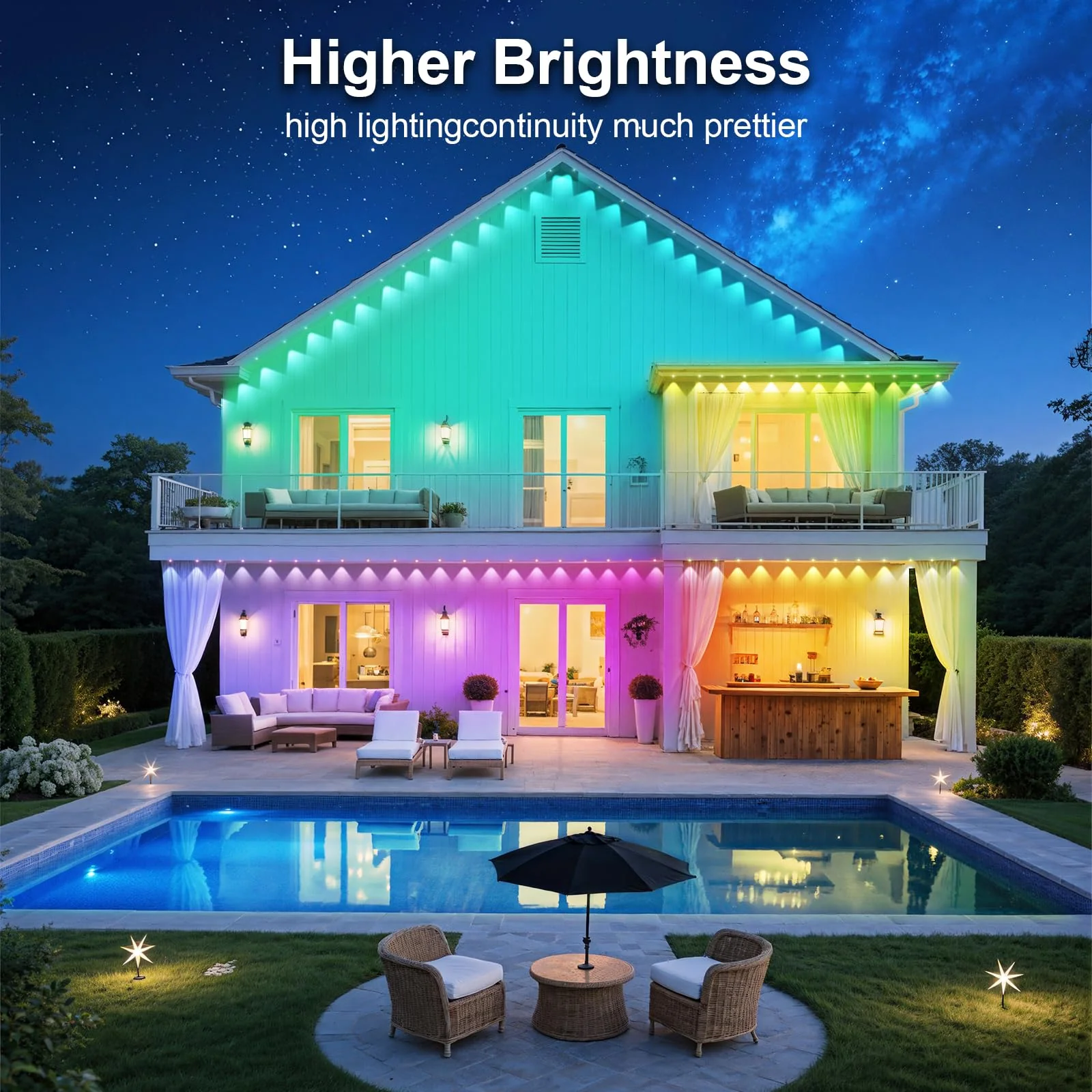 150FT Permanent Outdoor RGB Lights - Waterproof Smart LED Eaves Lights with App/Remote Control, Music Sync & DIY Scenes, Perfect for Christmas, Halloween, Parties & Daily Decor, Ideal for House Roof - Image 2