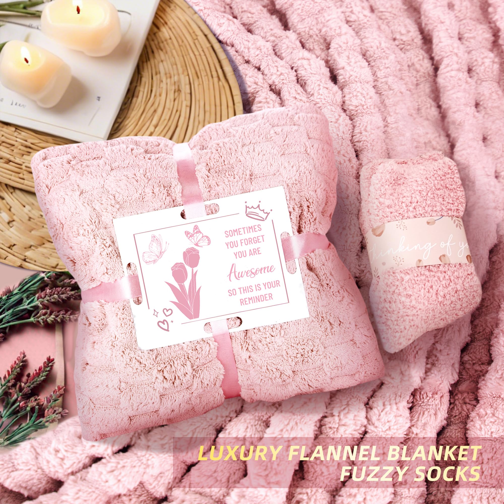 15PCS Birthday Gifts for Women, Relaxing Spa Basket With Luxury Flannel Blanket and 40 oz Tumbler - Care Package for Her, Mom, Wife, Friends - Valentine's, Mother's Day, Christmas - Image 6