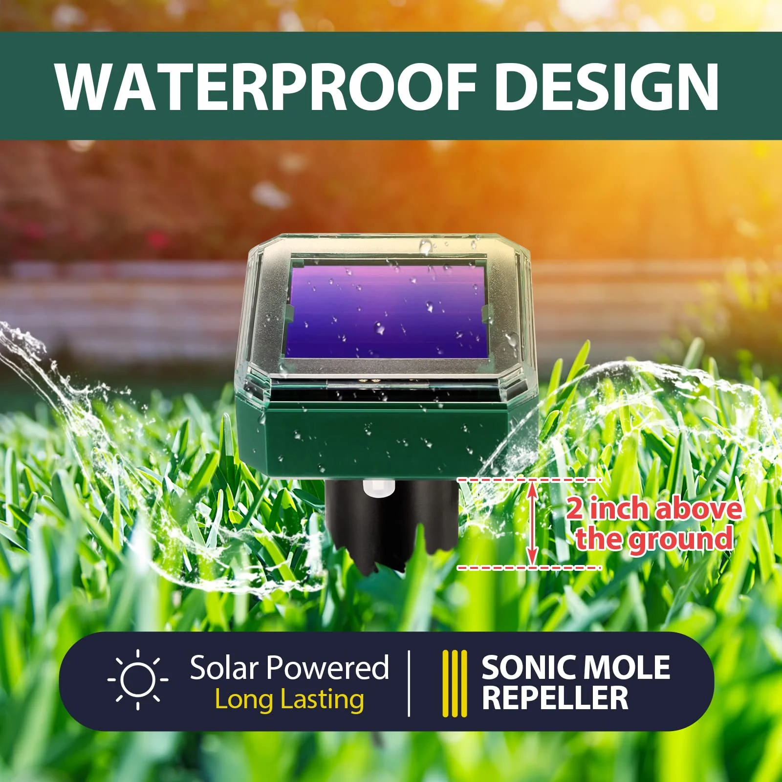 16 Pack Solar Mole Repellent, Ultrasonic Gopher Repeller Outdoor Waterproof Vole Deterrent Spike Mole Deterrent Devices for Garden Yard Lawn Farm Grass Park Vegetable Field - Image 4