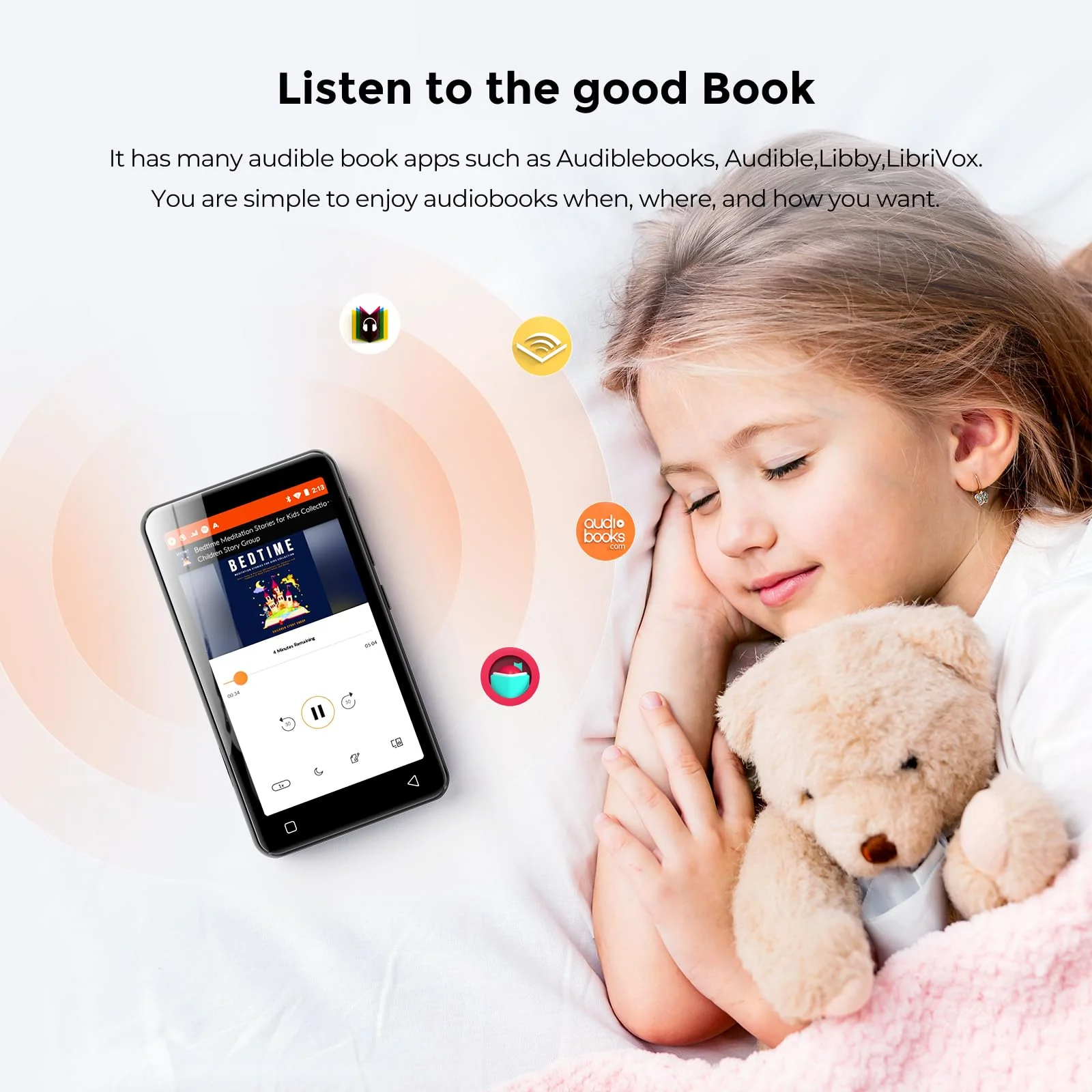 160GB MP3 Player with Bluetooth and WiFi, innioasis Music Player with Spotify,Pandora,Amazon Music,4" Touch Screen Android MP4 MP3 Player for Kids with Libby,Audible,Spotify Kids(Black) - Image 4
