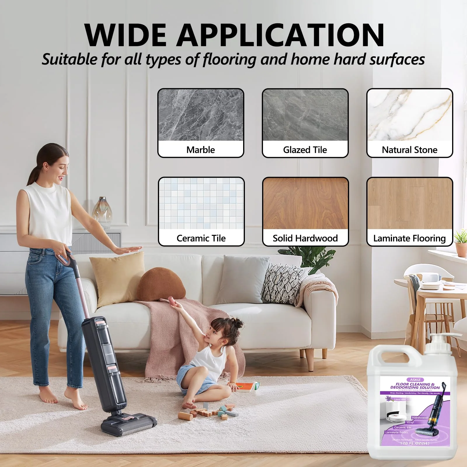 170 FL OZ Floor Cleaning Solution,Floor Cleaner for Mopping with Tineco,Deep Cleaning &Deodorizing for Roborock,Compatible with Saros Series,S8/S7 Series,Q Revo/Q Series,iFLOOR Series Wet Dry Vacuum - Image 5