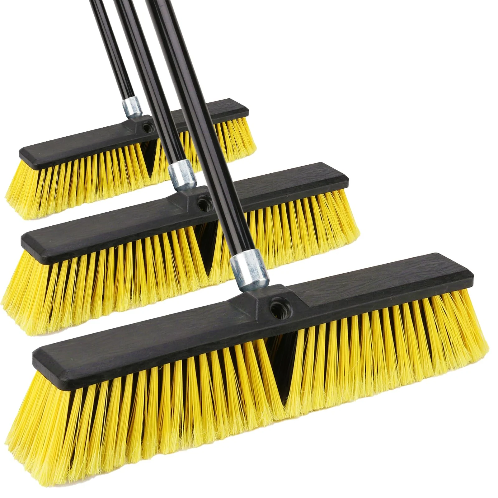 18 Inches Push Broom Outdoor- Heavy Duty Broom with 63" Long Handle for Deck Driveway Garage Yard Patio Concrete Floor Cleaning - Image 2