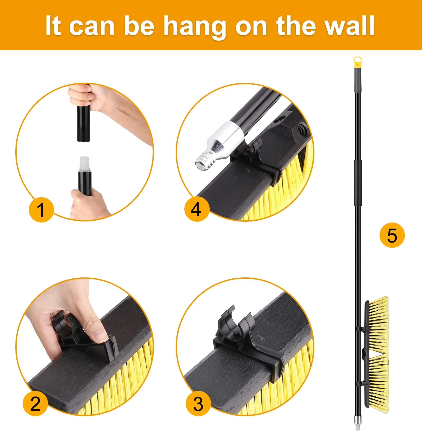 18 Inches Push Broom Outdoor- Heavy Duty Broom with 63" Long Handle for Deck Driveway Garage Yard Patio Concrete Floor Cleaning - Image 3