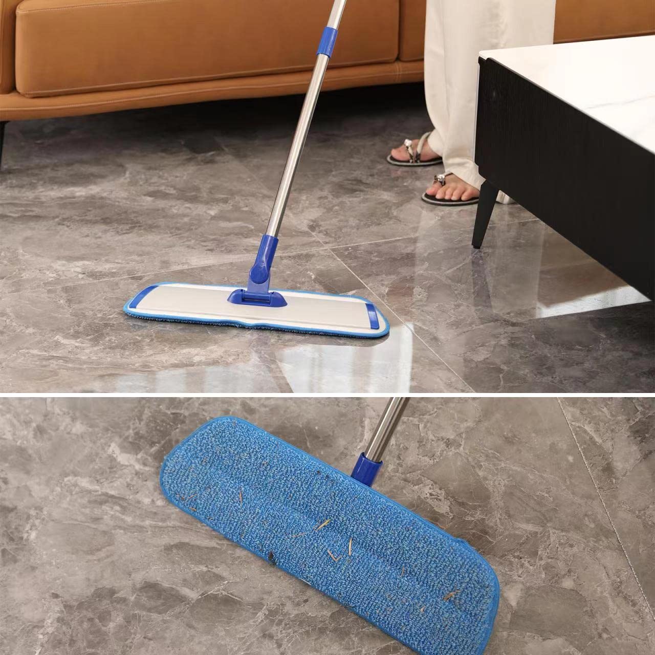 18" Professional Microfiber Mop Floor Cleaning mop, Flat Mop with Stainless Steel Handle,4 Reusable Washable Mop Pads and mop Pads Brush,Microfiber Mop for Hardwood (18" Microfiber Mop) - Image 4
