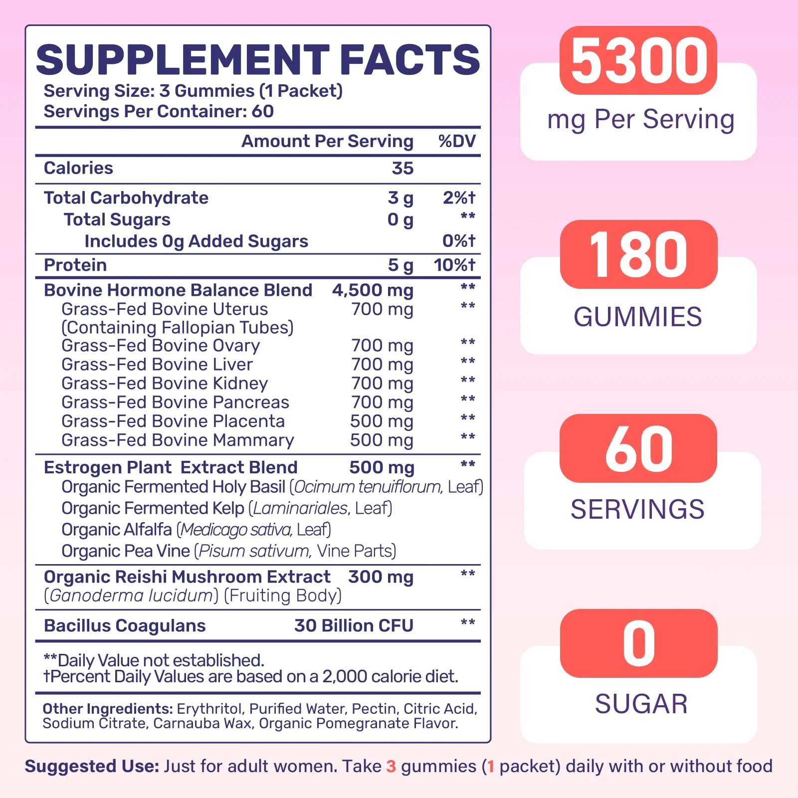 (180 Gummies) Beef Organ Supplement for Women - 5300mg Beef Liver, Kidney, Uterus & 10 More, for Hormone Balance, Menstruation, Energy, Immunity, Gut & Skin Health - 100% Grass Fed & Pasture Raise - Image 2