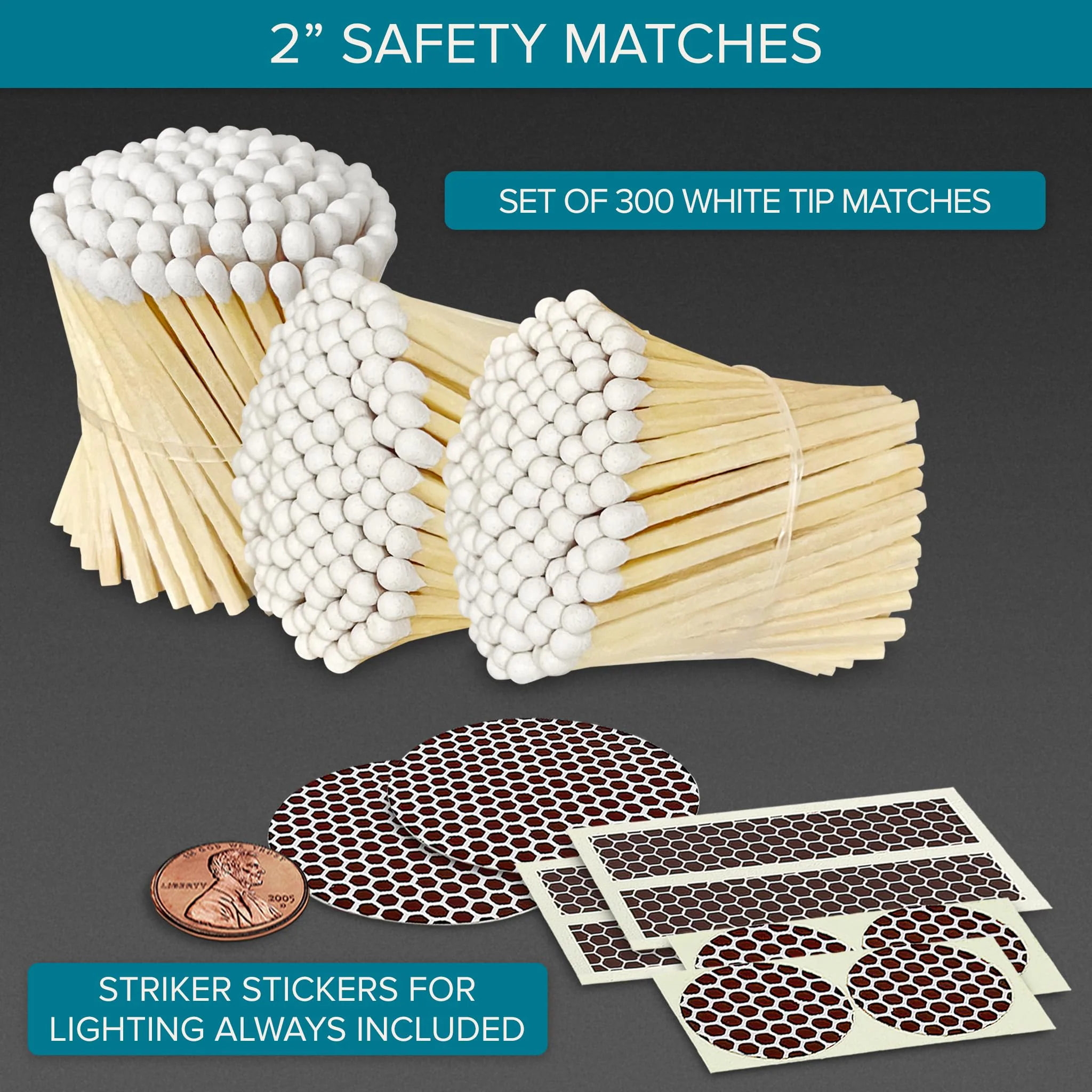 2" Classic White Tip Safety Matches | 300+ Bulk Artisan Matchsticks with Bumble Striker Stickers by Thankful Greetings | Decorative Candle Accessories | Unique & Fun for Home Decor, Gifts, & Events - Image 9