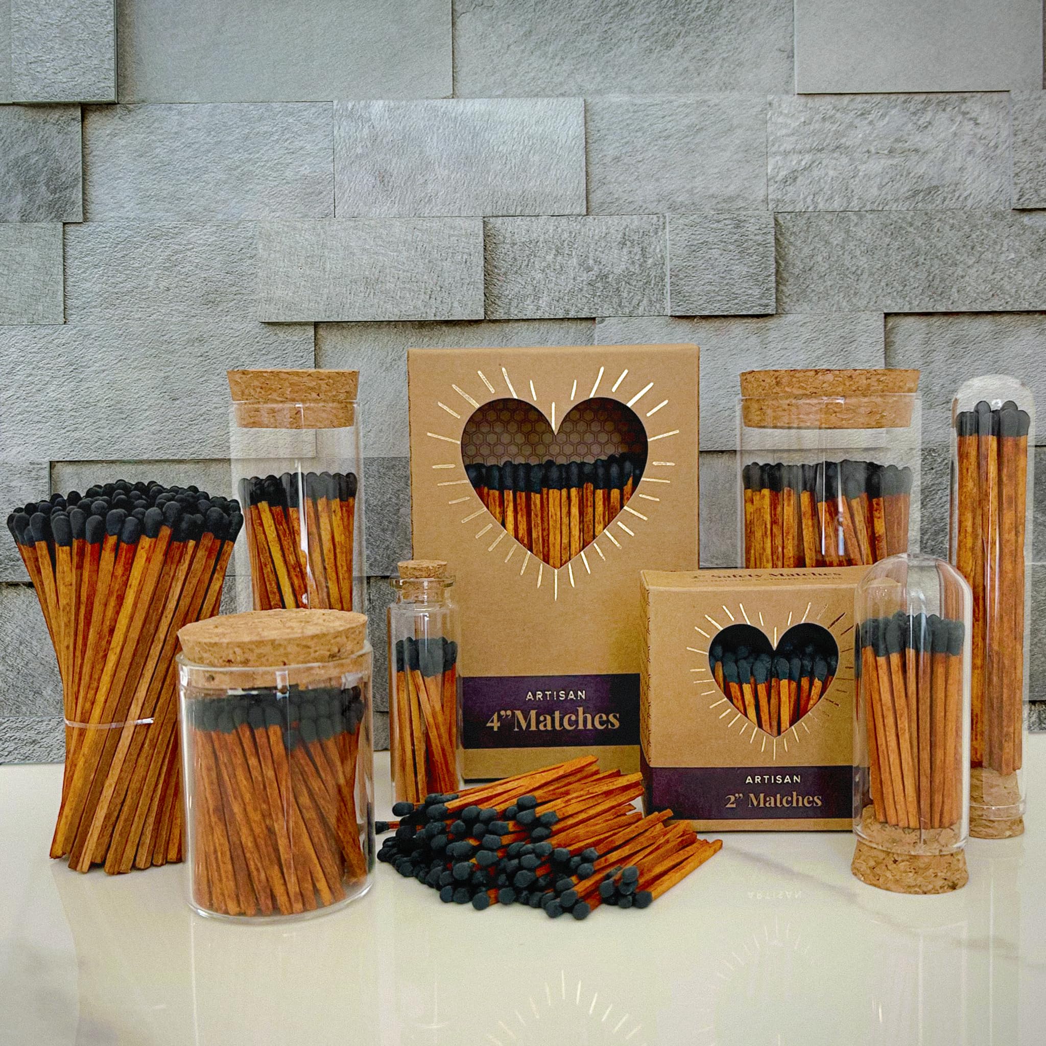 2" Espresso Matches in a Jar + Striker Stickers Included | 100 Brown Stick Black Tip Decorative Safety Matches w/Cork Top Glass Holder | Gifts, Home Decor, & Candle Accessories by Thankful Greetings - Image 4