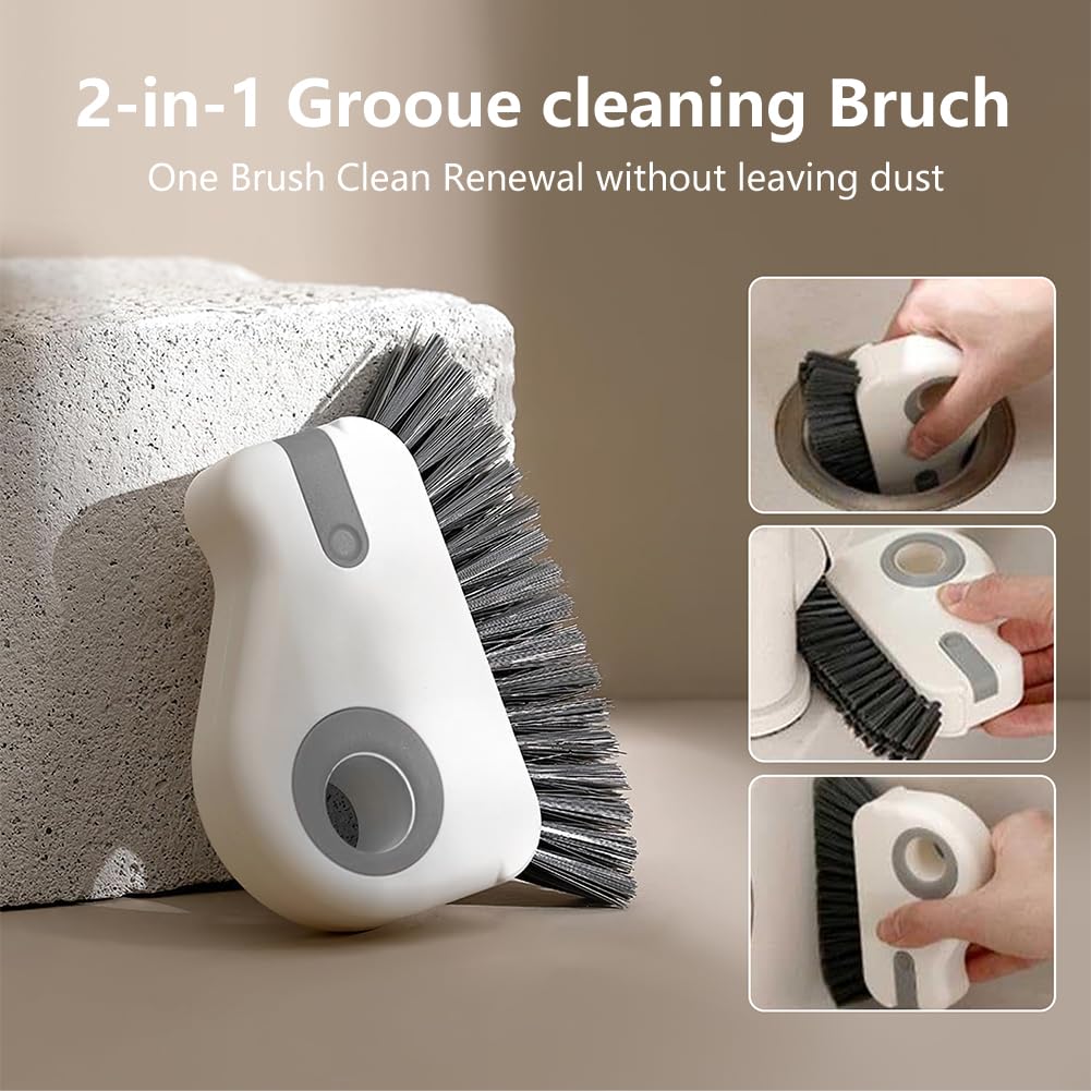 2 in 1 Groove Cleaning Brush, Window Track Cleaning Tools, Multifunction Window Track Cleaner with Hard Bristle and Hidden Scraper, Crevice Brush for Sliding Door Track, Window Seal, Sill (Orange) - Image 2
