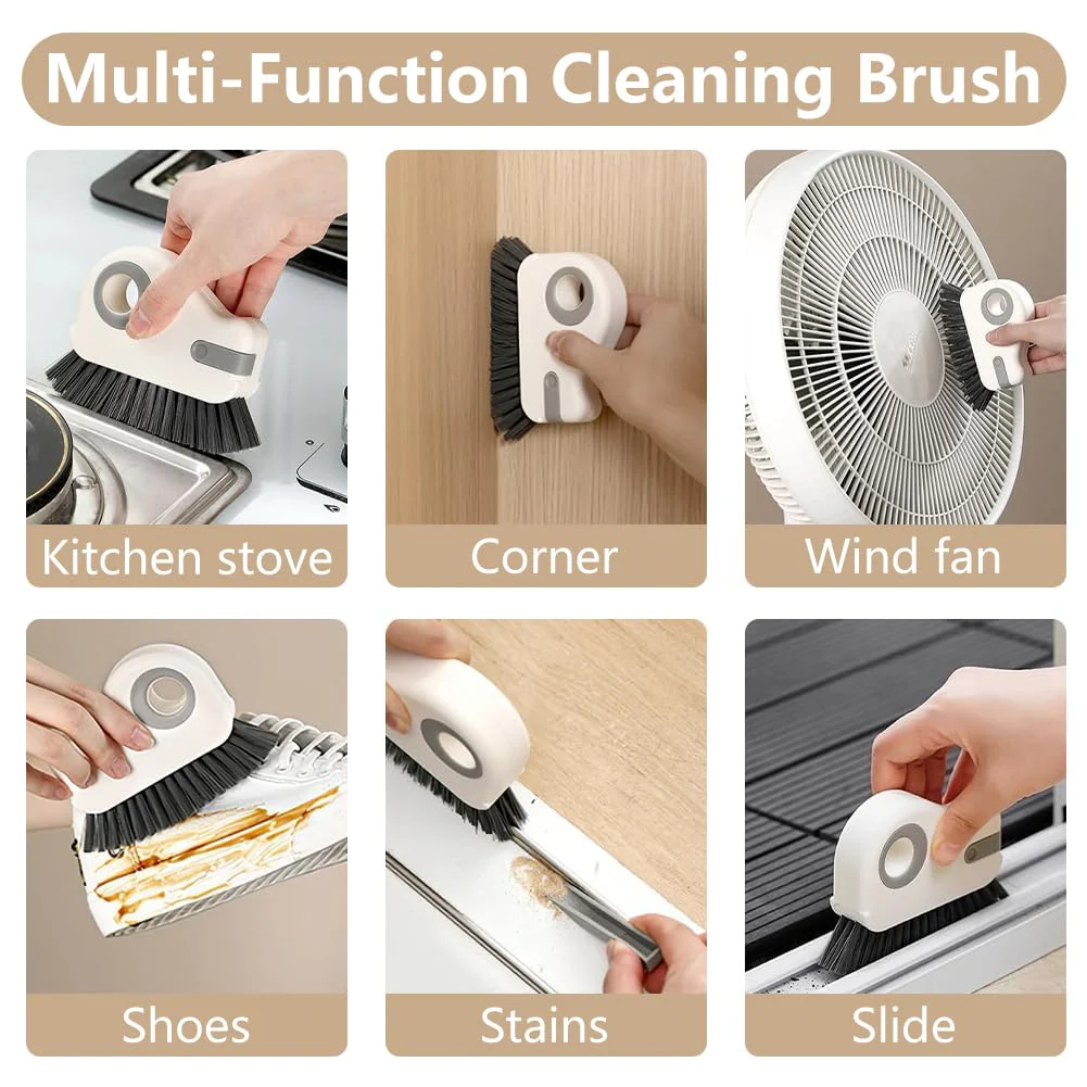 2 in 1 Groove Cleaning Brush, Window Track Cleaning Tools, Multifunction Window Track Cleaner with Hard Bristle and Hidden Scraper, Crevice Brush for Sliding Door Track, Window Seal, Sill (Orange) - Image 4