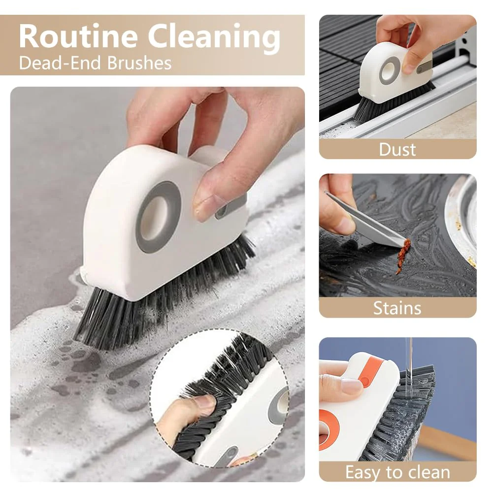 2 in 1 Groove Cleaning Brush, Window Track Cleaning Tools, Multifunction Window Track Cleaner with Hard Bristle and Hidden Scraper, Crevice Brush for Sliding Door Track, Window Seal, Sill (Orange) - Image 6