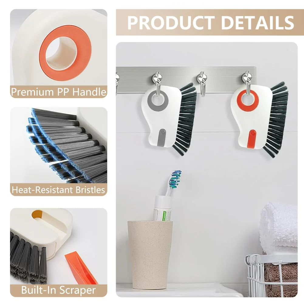 2 in 1 Groove Cleaning Brush, Window Track Cleaning Tools, Multifunction Window Track Cleaner with Hard Bristle and Hidden Scraper, Crevice Brush for Sliding Door Track, Window Seal, Sill (Orange) - Image 7