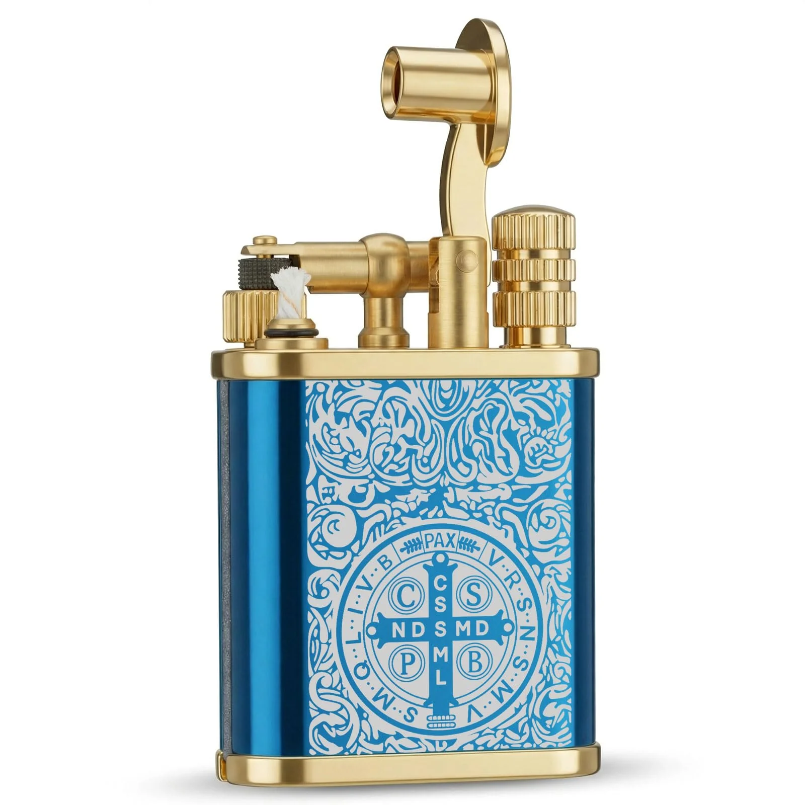 2 in 1 Lighter Permanent Match Antique Style Lift Arm Kerosene Lighter with Permanent Match (Blue Ice Constantine) - Image 5