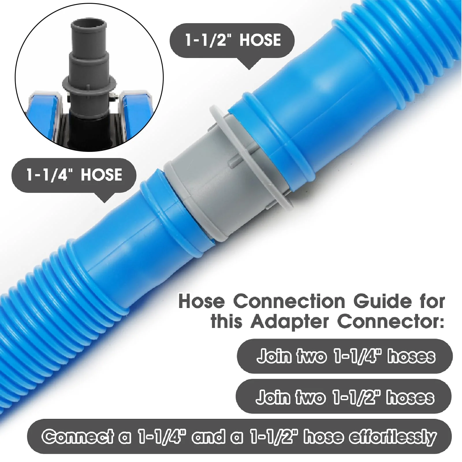 2 in 1 TidyMister 4LB Professional Pool Vacuum Heads with Hose Adapter Connector 1-1/4" or 1-1/2" Set-Commercial-Grade Vac Head & Swivel Handle,Wheels for Vinyl Liner,Inground & Above-Ground Pool - Image 3