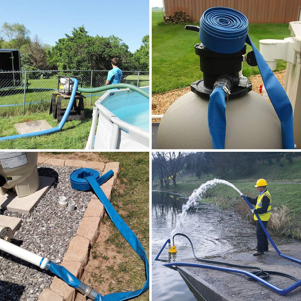 2 IN x 50 FT Pool Backwash Hose, Heavy Duty Flat Discharge Hose, Weather and Burst Resistant, Best Pool Hoses for Inground Pools, Pool Filter Hose & Pool Drain Hose - Image 3