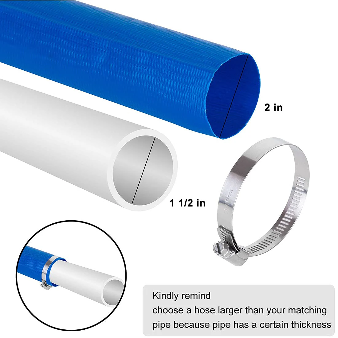 2 IN x 50 FT Pool Backwash Hose, Heavy Duty Flat Discharge Hose, Weather and Burst Resistant, Best Pool Hoses for Inground Pools, Pool Filter Hose & Pool Drain Hose - Image 9
