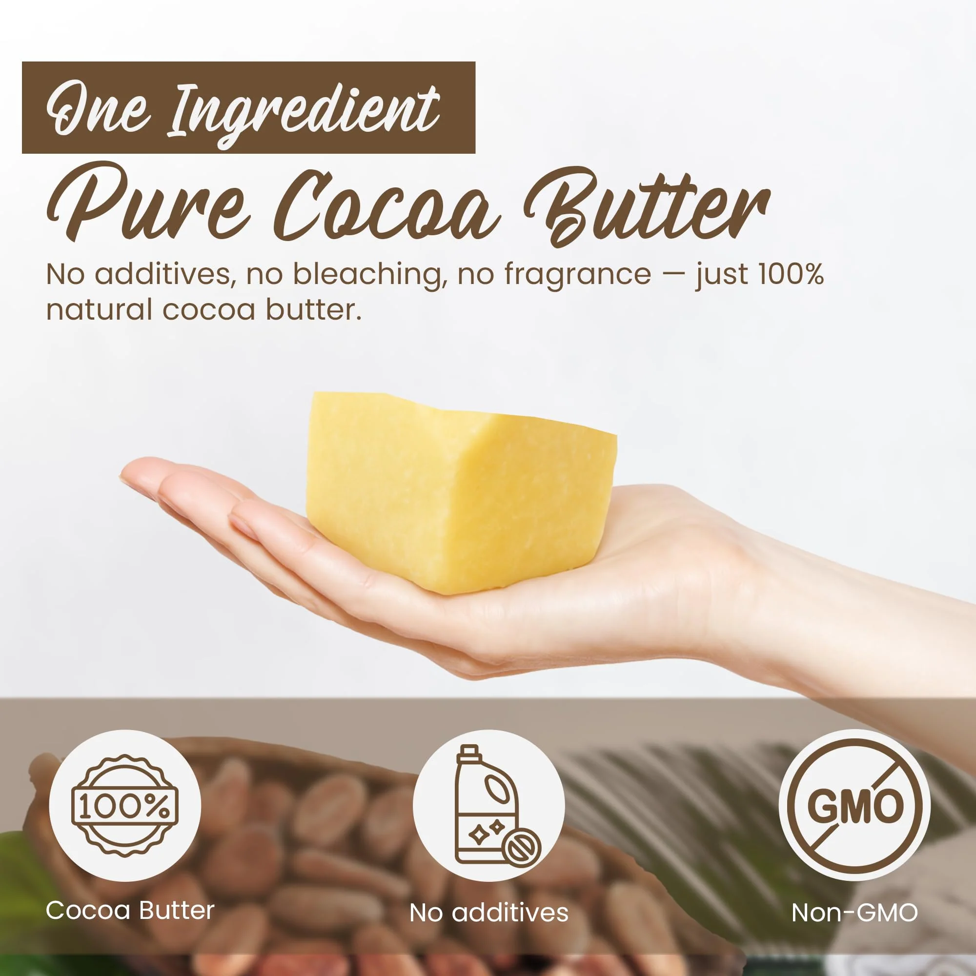 2 Lb Cocoa Butter: Pure, Raw, Unprocessed. Incredible Quality and Scent. Use for Lotion, Cream, Lip Balm, Oil, Stick, or Body Butter. NON-GMO By SaaQin® - Image 6