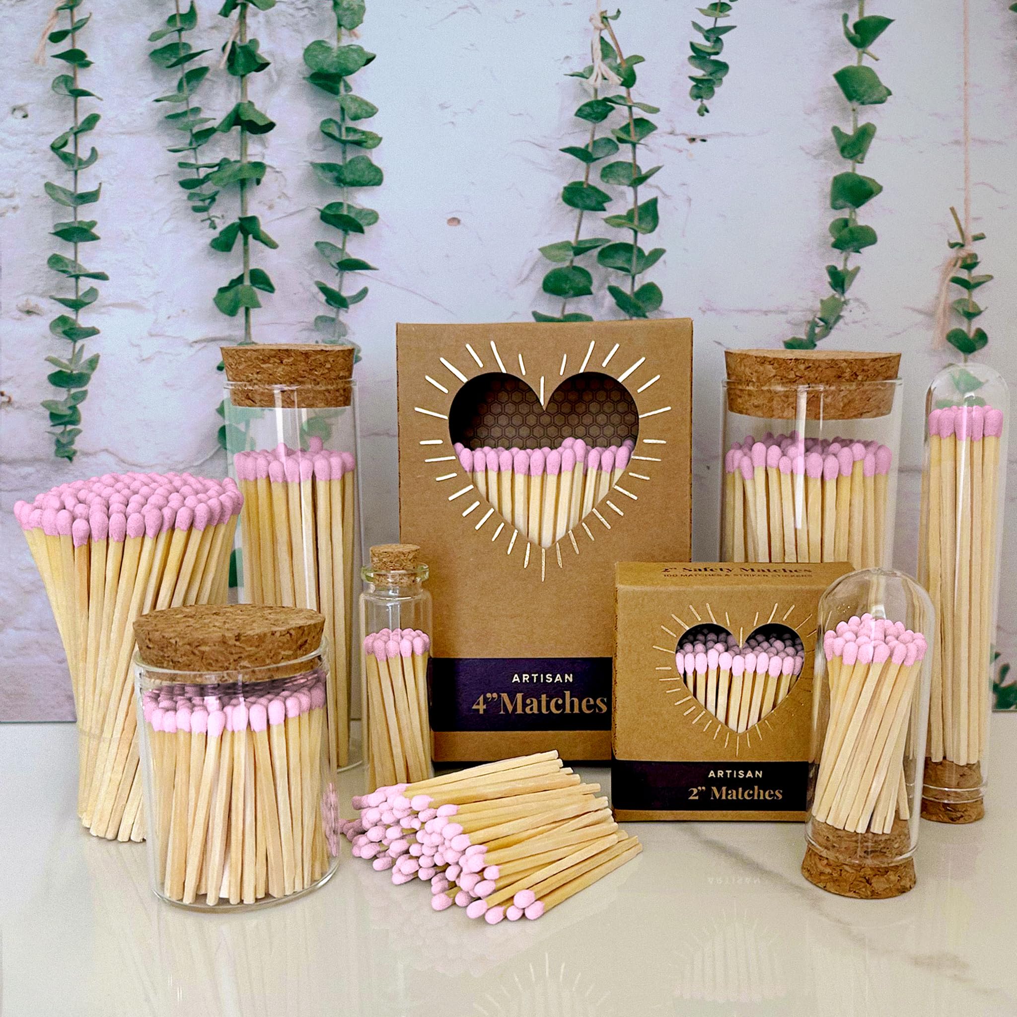 2" Light Pink Tip Safety Matches | Set of 200+ Bulk Artisan Matchsticks with Striker Stickers by Thankful Greetings | Decorative & Unique Candle Lighting, Home Decor, Wedding Giveaways, & Events - Image 4
