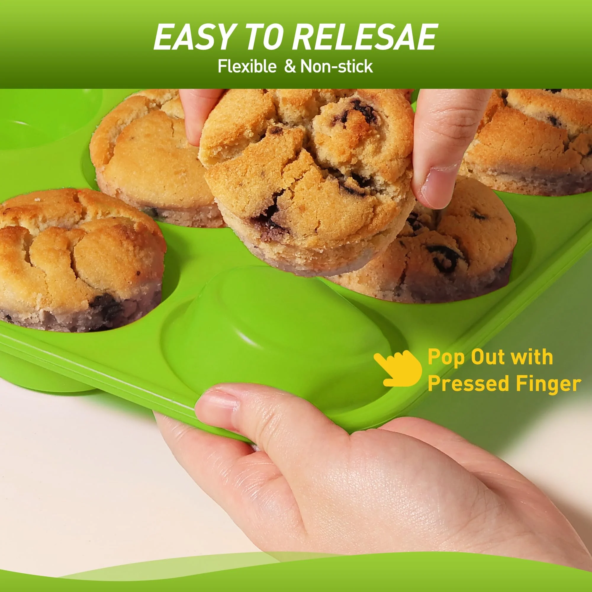 2 Pack 12 Cups Silicone Muffin Pan with Metal Reinforced Frame Regular Size Silicone Molds Cupcake Cake Baking Pans Cookie Baking Chocoflan Cupcake Mold Kitchen Baking Mold Tools for Cooking - Image 6