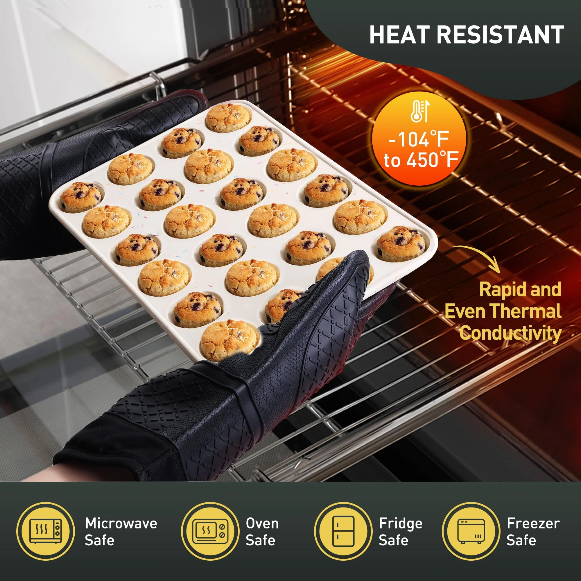 2 Pack 24 Cups Silicone Mini Muffin Pan with Metal Reinforced Frame Silicone Molds Cupcake Cake Baking Cheesecake Pans Cookie Baking Chocoflan Cupcake Mold Mini Bundt Cake Pan Women Gift - Image 6