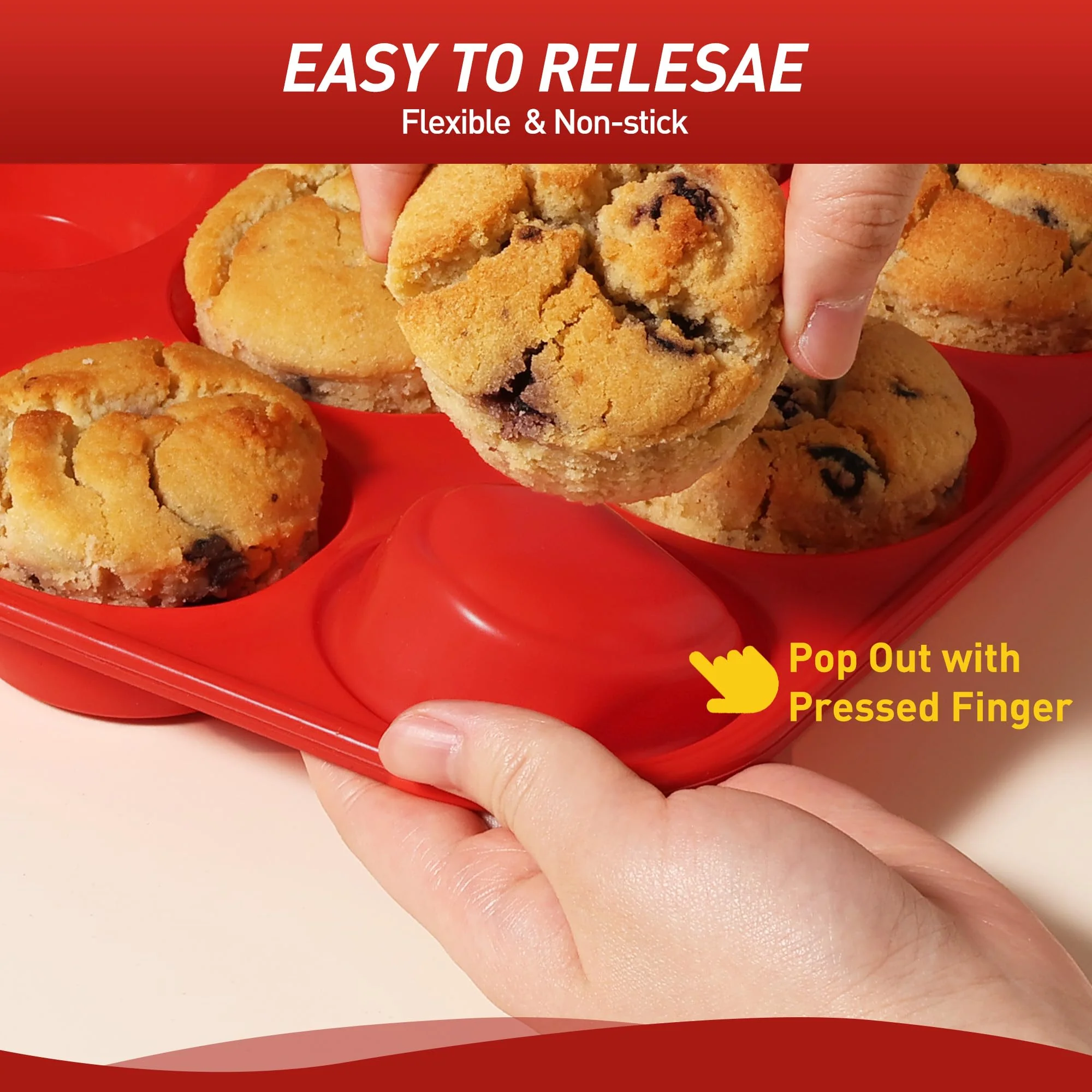 2 Pack 24 Cups Silicone Mini Muffin Pan with Metal Reinforced Frame Silicone Molds Cupcake Cake Baking Cheesecake Pans Cookie Baking Chocoflan Cupcake Mold Mini Bundt Cake Pan Women Gift - Image 7