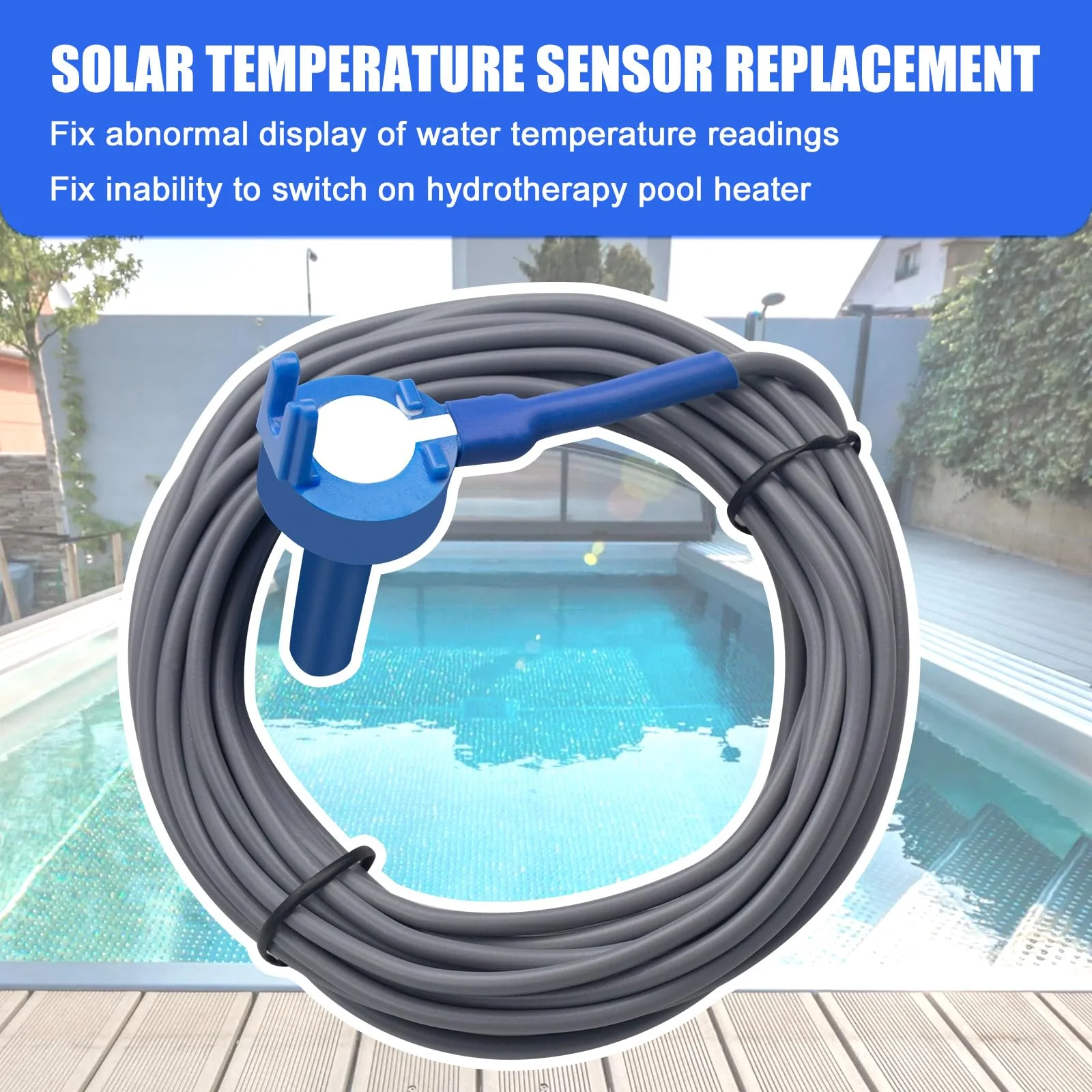 2 Pack 520272 Pool 7790 Temperature Sensor Thermistor Air/Water/Solar 20' Feet Cable for Jandy - Replacement Pool/Spa (10K-ohm Sensor - Includes 2 Pcs 2" Pipe Clamp) - Image 3