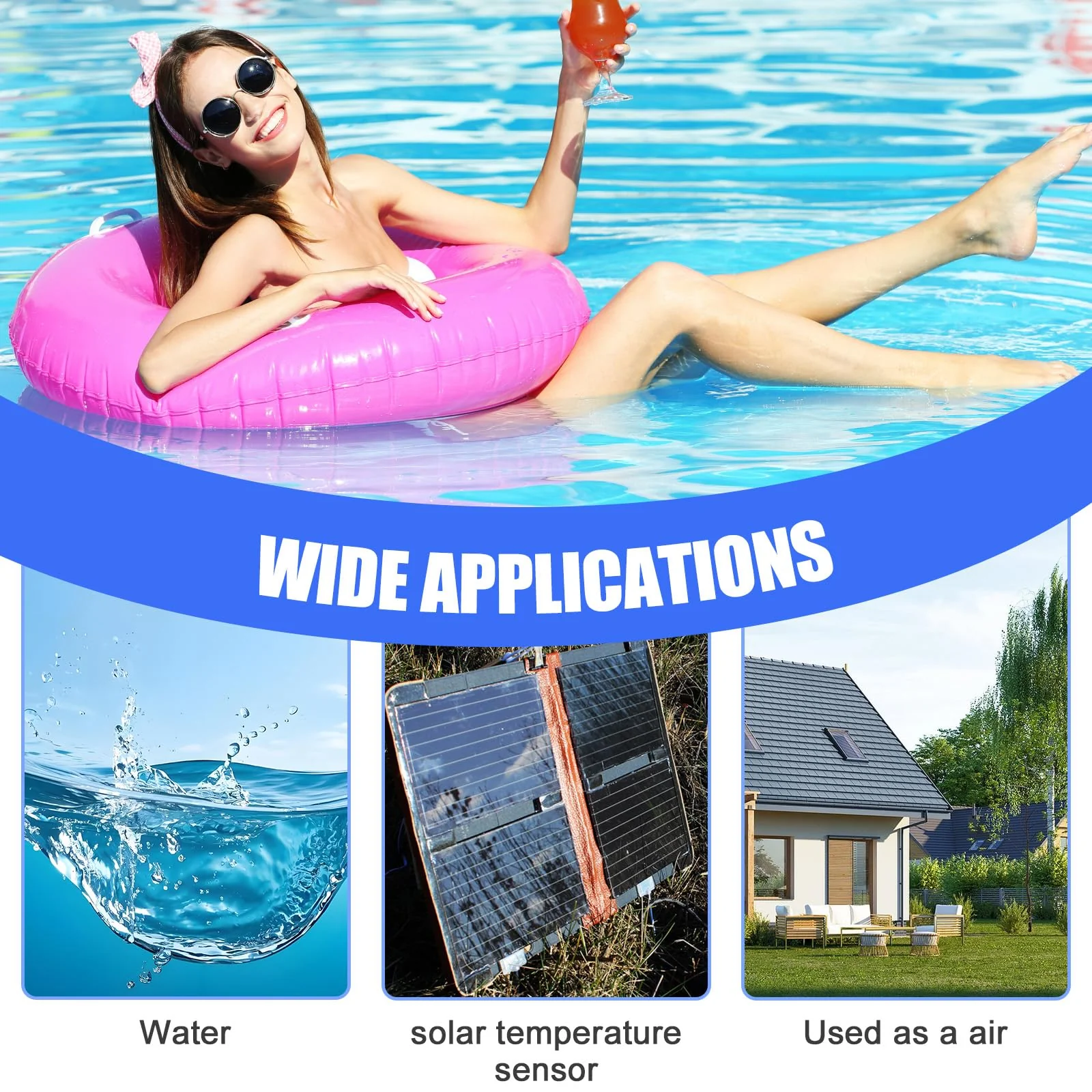 2 Pack 520272 Pool 7790 Temperature Sensor Thermistor Air/Water/Solar 20' Feet Cable for Jandy - Replacement Pool/Spa (10K-ohm Sensor - Includes 2 Pcs 2" Pipe Clamp) - Image 6