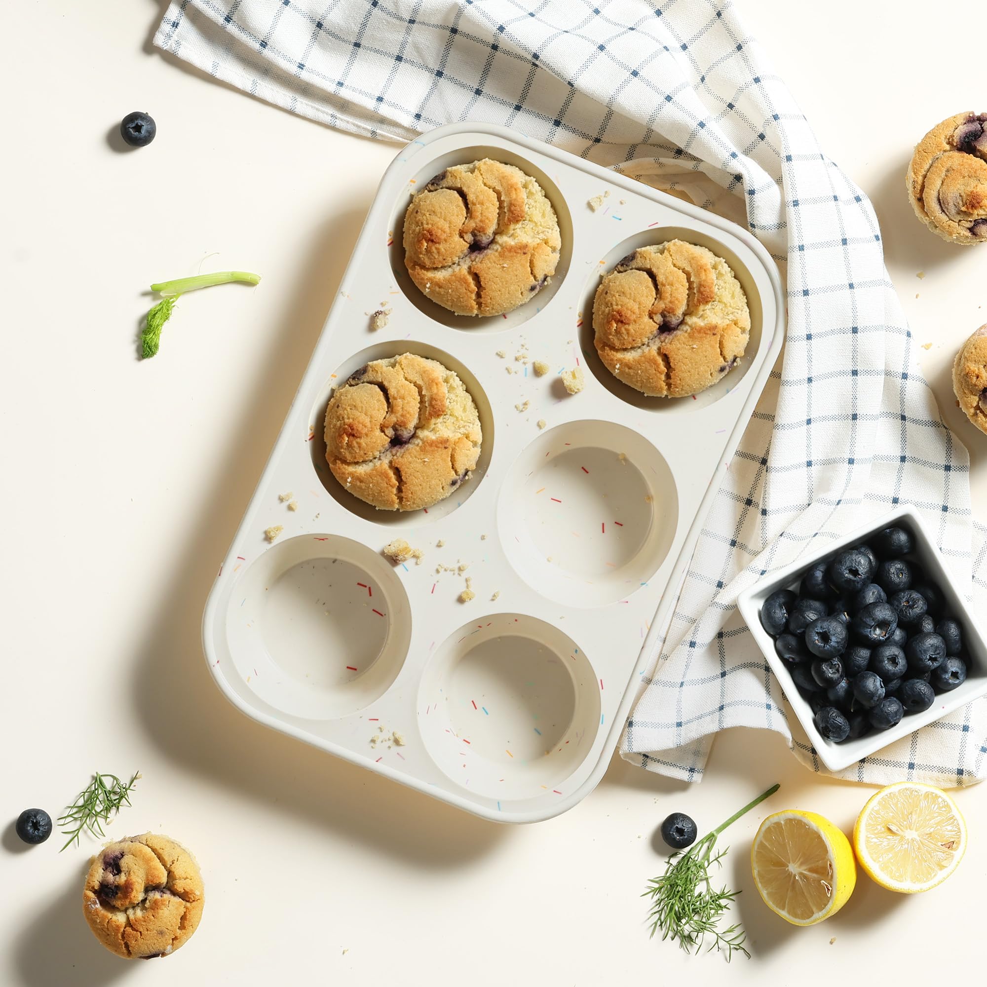 2 Pack 6 Cups Silicone Mini Muffin Pan with Metal Reinforced Frame Silicone Molds Cupcake Cake Baking Pans Cookie Baking Chocoflan Cupcake Mold Cake Molds Kitchen Baking Mom Gift Home Essentials - Image 4