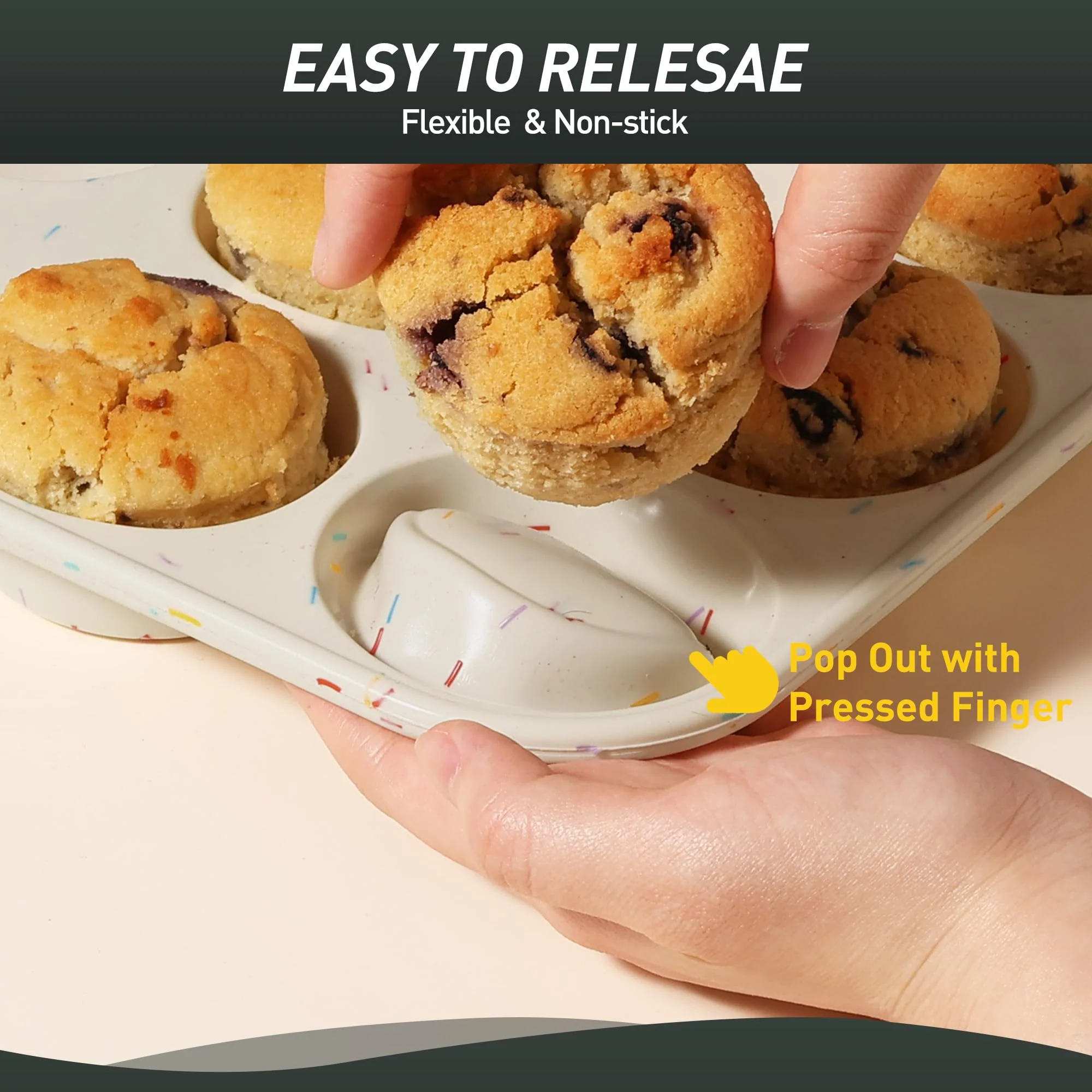 2 Pack 6 Cups Silicone Mini Muffin Pan with Metal Reinforced Frame Silicone Molds Cupcake Cake Baking Pans Cookie Baking Chocoflan Cupcake Mold Cake Molds Kitchen Baking Mom Gift Home Essentials - Image 7