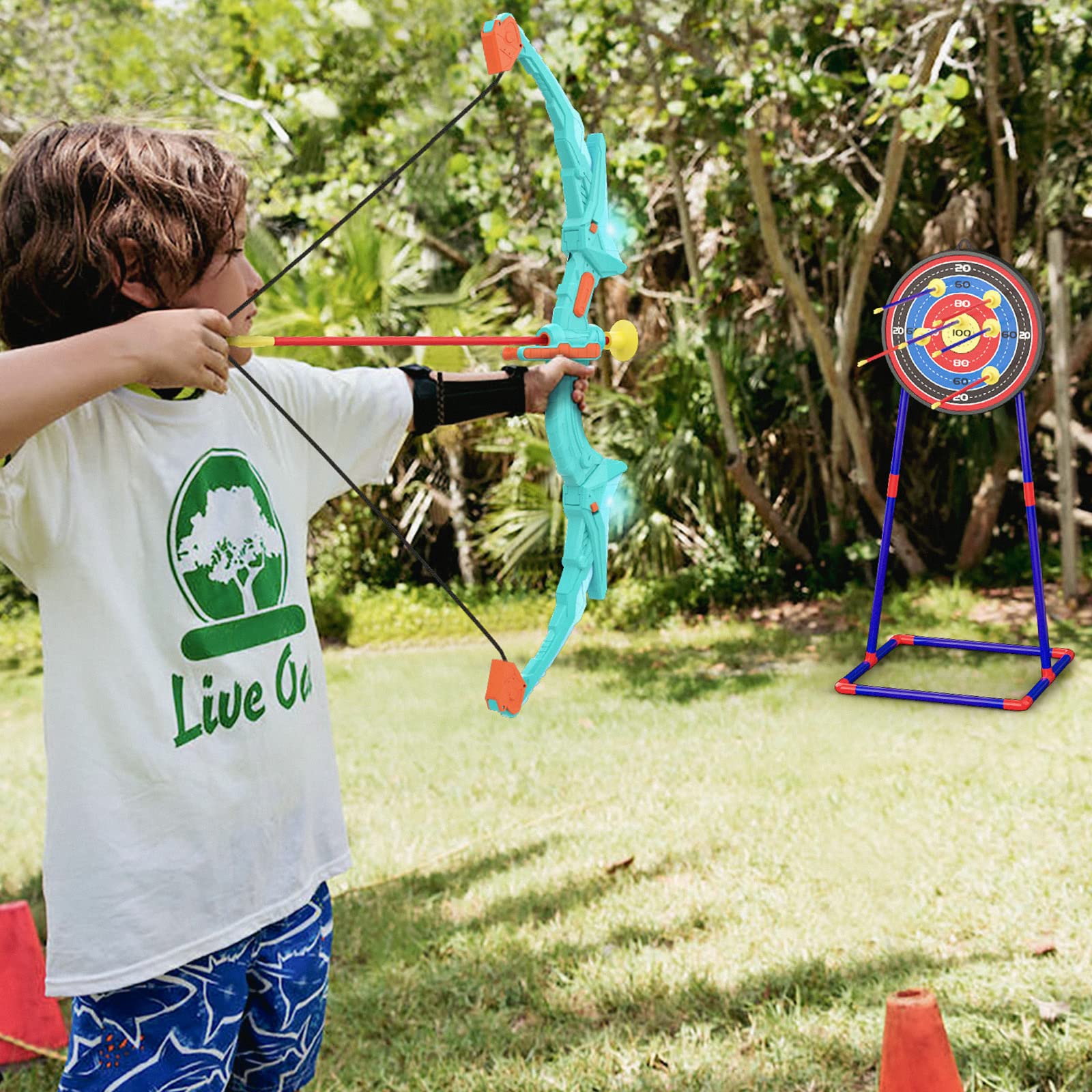 2 Pack Bow and Arrow Set for Kids, Light Up Archery Set with 14 Suction Cup Arrows, Archery Targets Outdoor Games for Kids Ages 4-8 8-12, Birthday Gifts Toys for 5 6 7 8 9 10 11 12 Year Old Boys Girls - Image 8