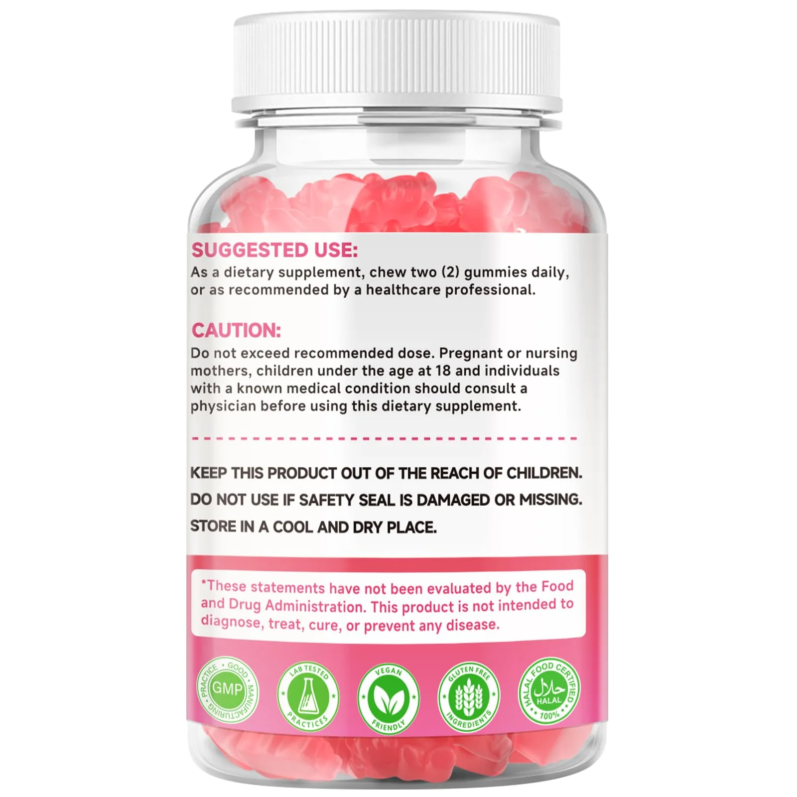 2 Pack Calcium Citrate Gummies 1000mg w/Vitamin D3, High Absorption Calcium Gummies for Women & Men, Plus Magnesium, Potassium, Zinc for Muscle & Immune Support, Raspberry Flavor, 120 Count - Image 2