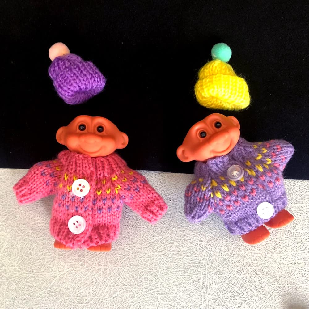 2 Pack Cute Troll Dolls Lighter Case Silicone Funny Mini Dolls Lighter Sleeve with Sweater &Hat for 3.2in Regular Lighter (Lighter not Included) (Purple & Pink) - Image 7