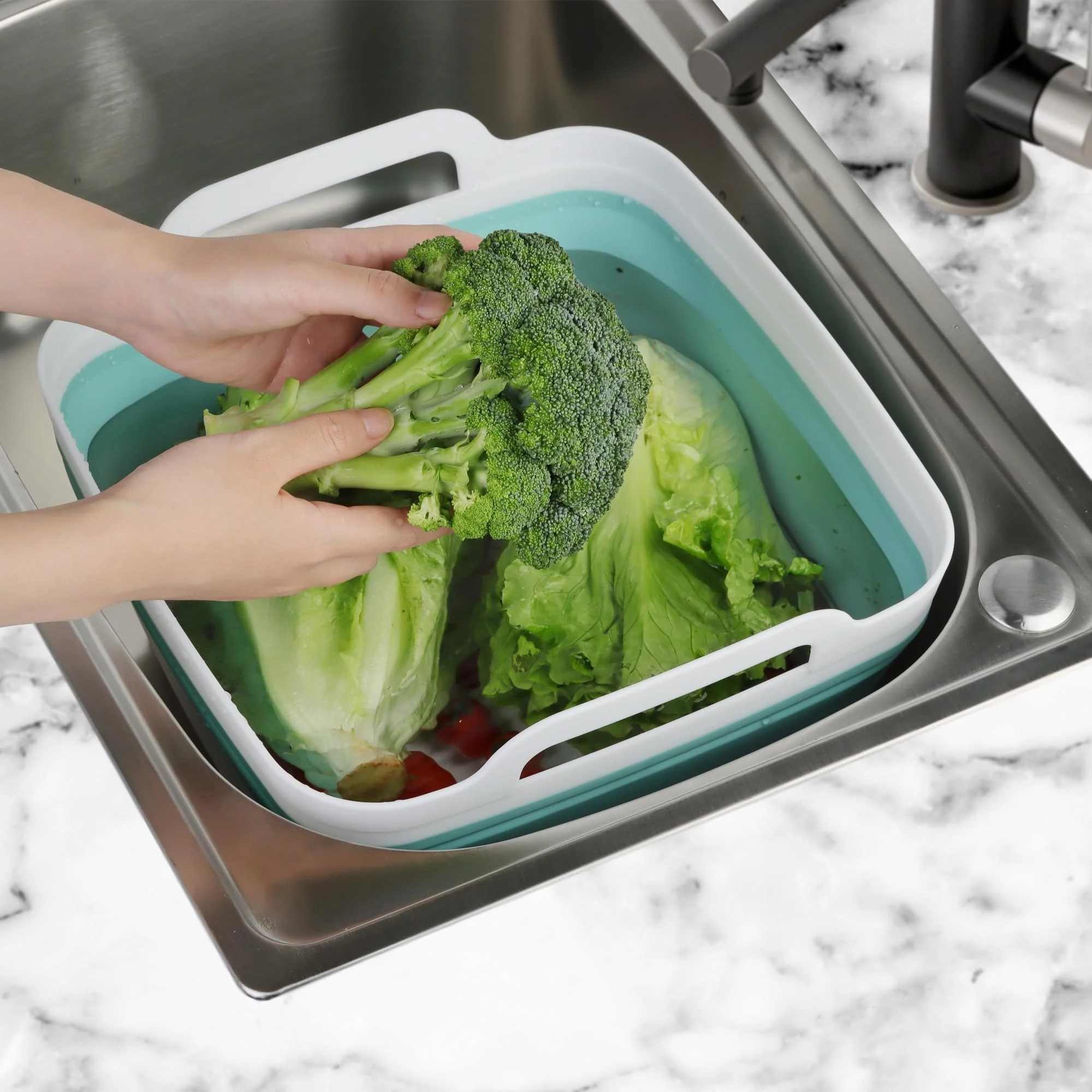 2 Pack Dishpan for Washing Dishes, 2.4Gal/9L Wash Basin with Draining Plug Carry Handles, Collapsible Bucket for Cleaning, Portable Sink, Foldable Plastic Tub - Image 3