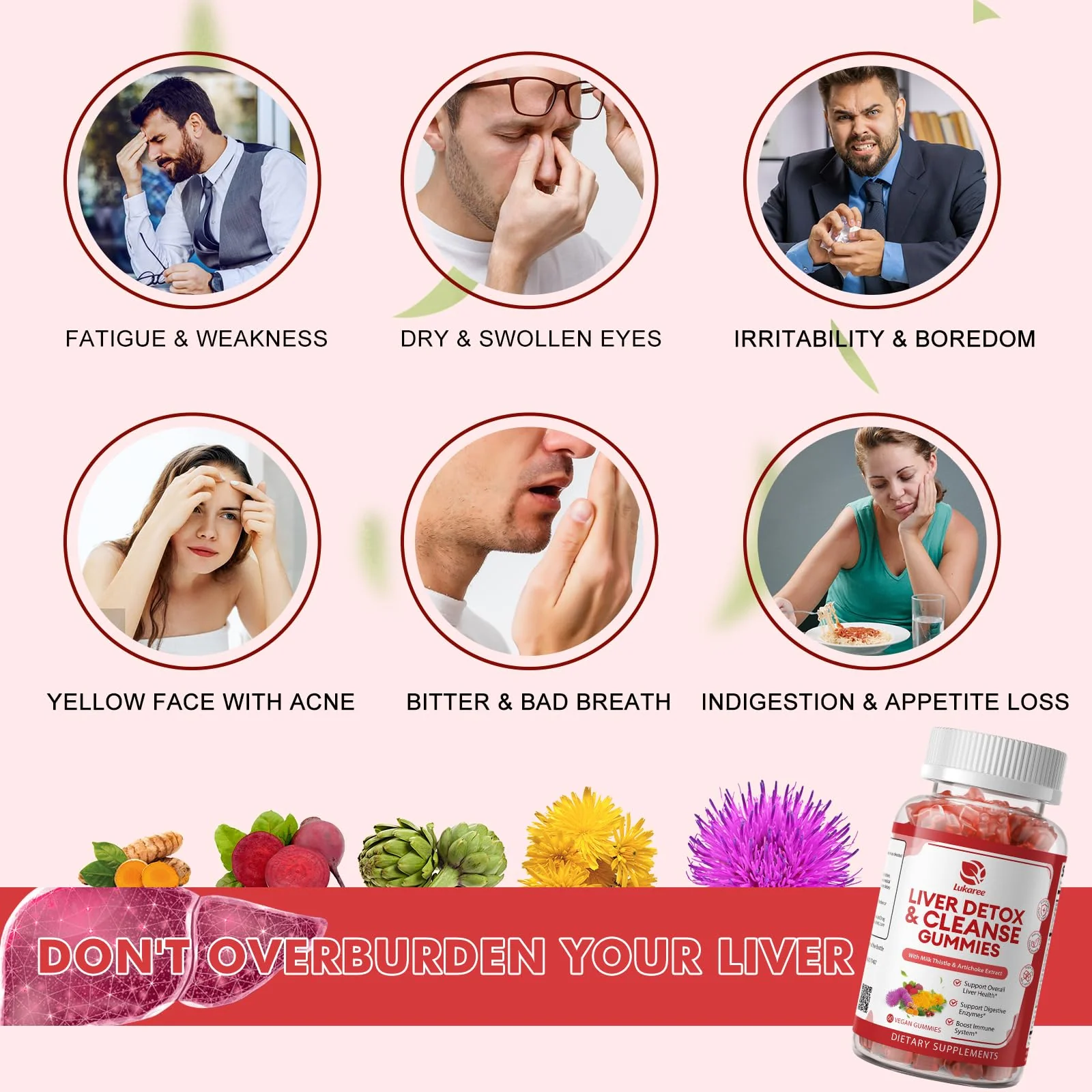 2 Pack Lukaree Liver Cleanse Detox & Repair Gummies | Sugar-Free Milk Thistle Supplement w/Artichok & L-Glutathione - Ultra-Concentrated Herbal Liver Support for Men & Women -Vegan,60 Count - Image 7