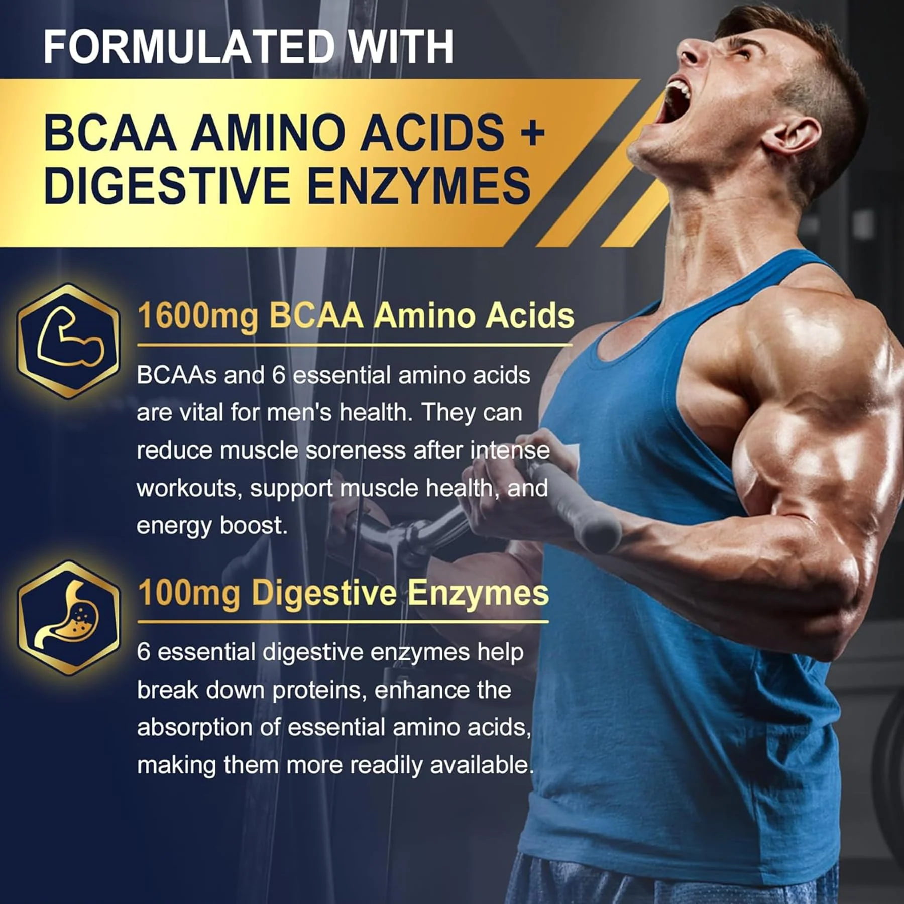 2 Pack Methylated Multivitamin for Men Gummies, BCAA Amino Acids, Zinc, Biotin, Vitamin A C E D3 K2 B Complex Calcium, Magnesium, Lycopene, Digestive Enzymes - Energy Muscle Immune - Sugar Free, Vegan - Image 6