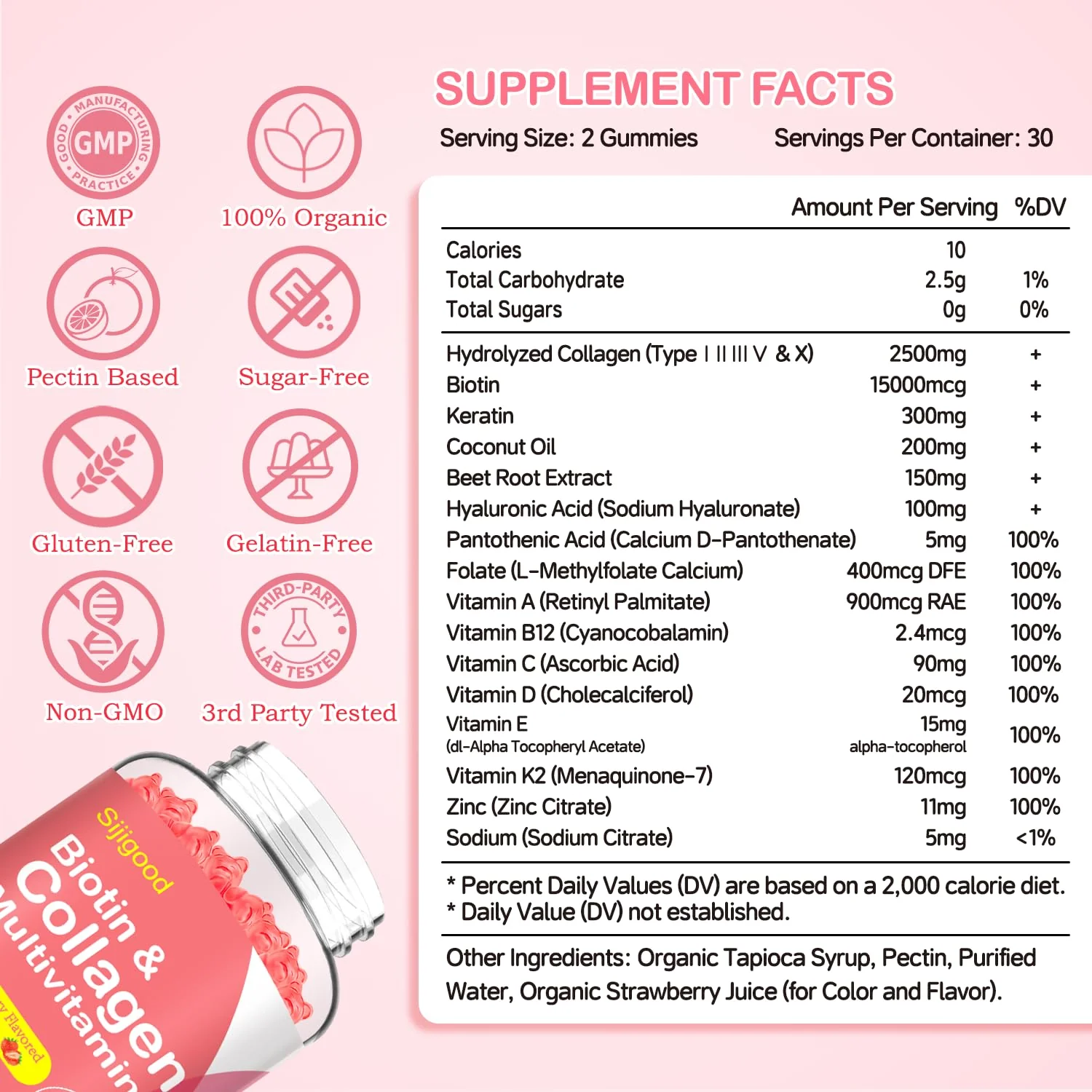 2 Pack Multi Collagen Peptides Gummies for Women & Men, Ultra Hydrolyzed Protein Type I II III V X with Biotin, Hyaluronic Acid & Vitamin C D K2 B12 A E for Skin Hair Nails, Bone, Sugar Free 120Cts - Image 7