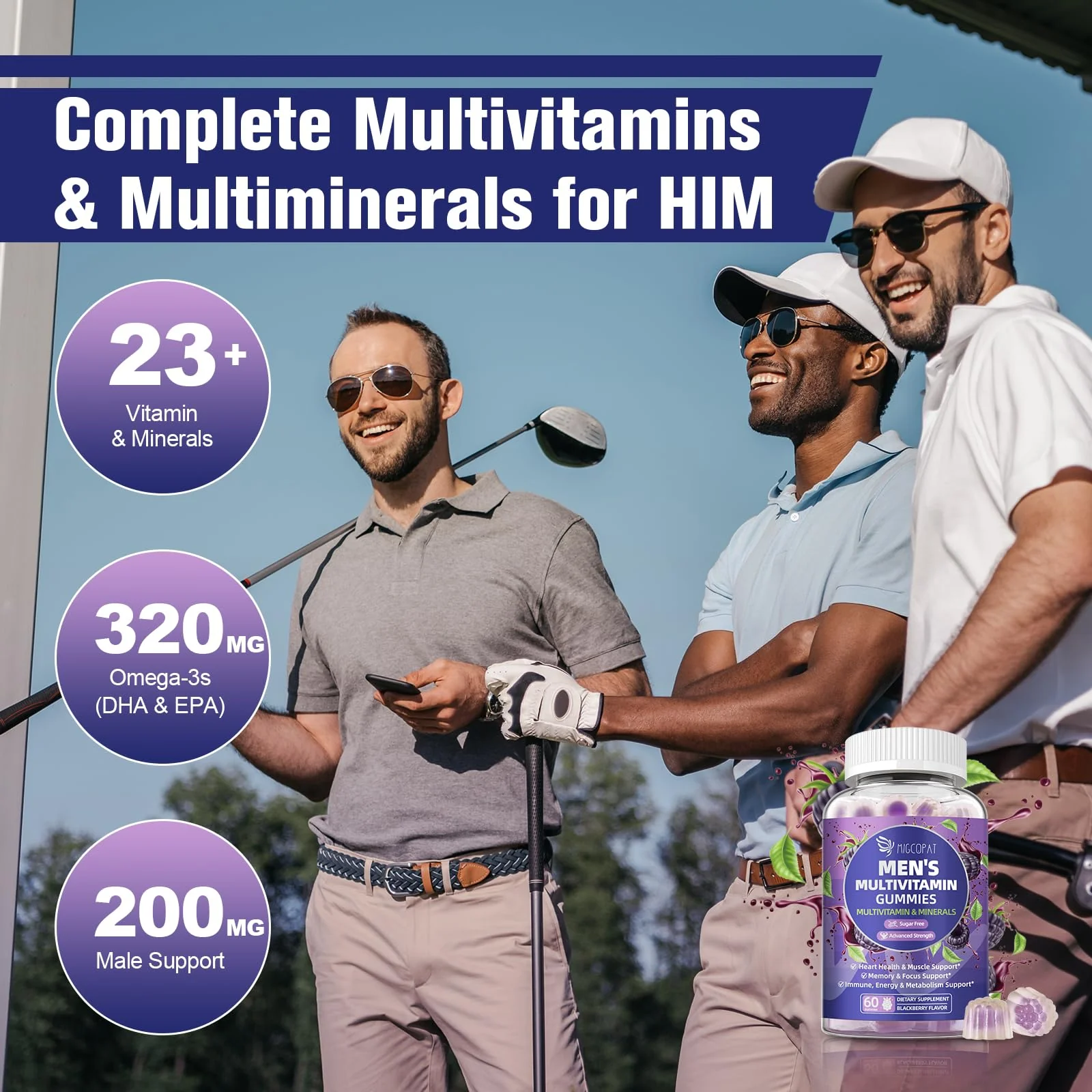 2-Pack Multivitamin for Men, Mens Multivitamins Gummies w/Omega-3, Probiotics, Inositol, Folate, Male Support Blend, Vitamins A, C, D, E, B - Support Heart, Brain, Muscle, Energy, Sugar-Free Gummy - Image 6
