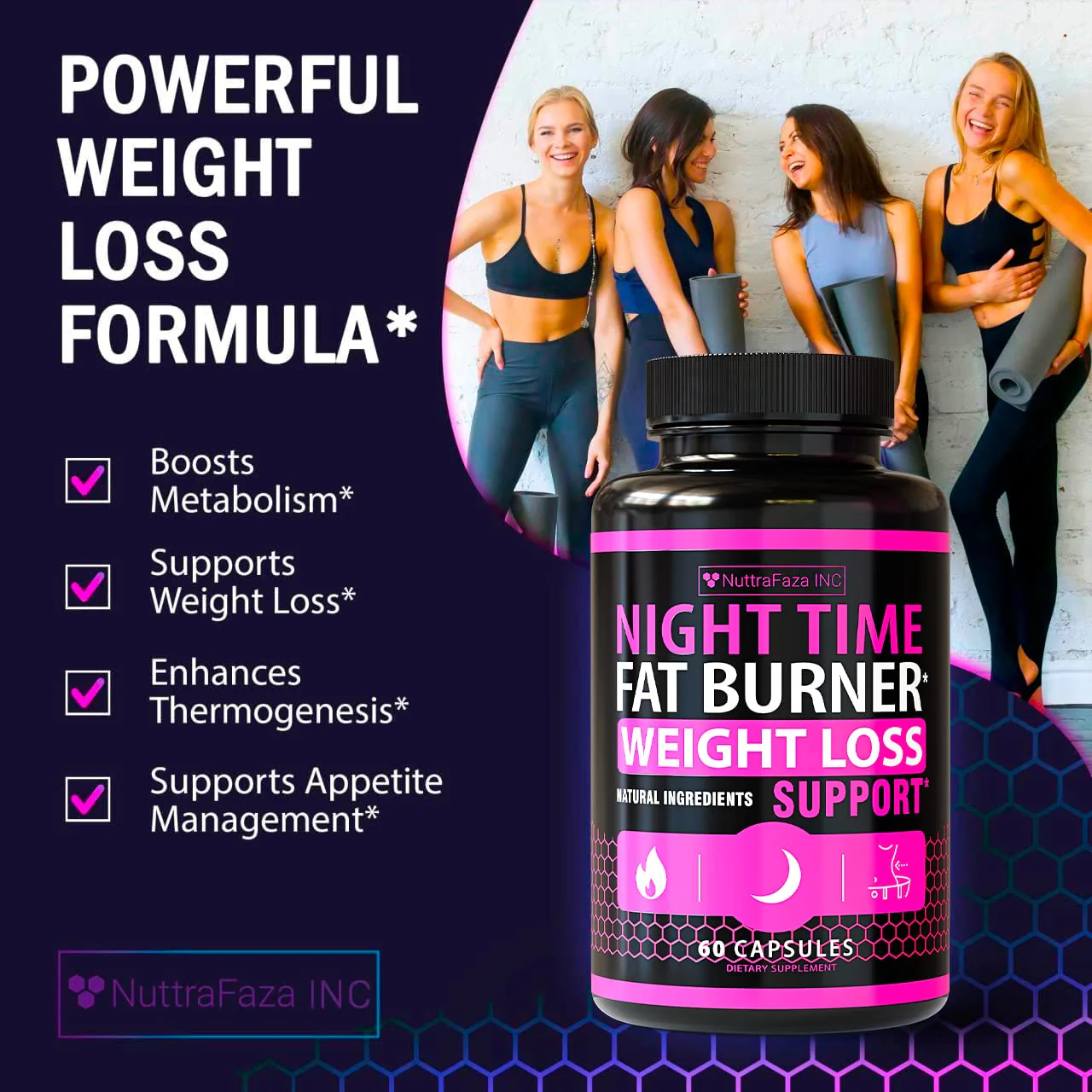 (2 Pack) Night Time Weight Loss Pills for Women - Advanced Weight Loss Supplement - Fat Burners for Women - Diet Pills That Work Fast - Belly Fat Burner - Appetite Suppressant - Made in USA - Image 3