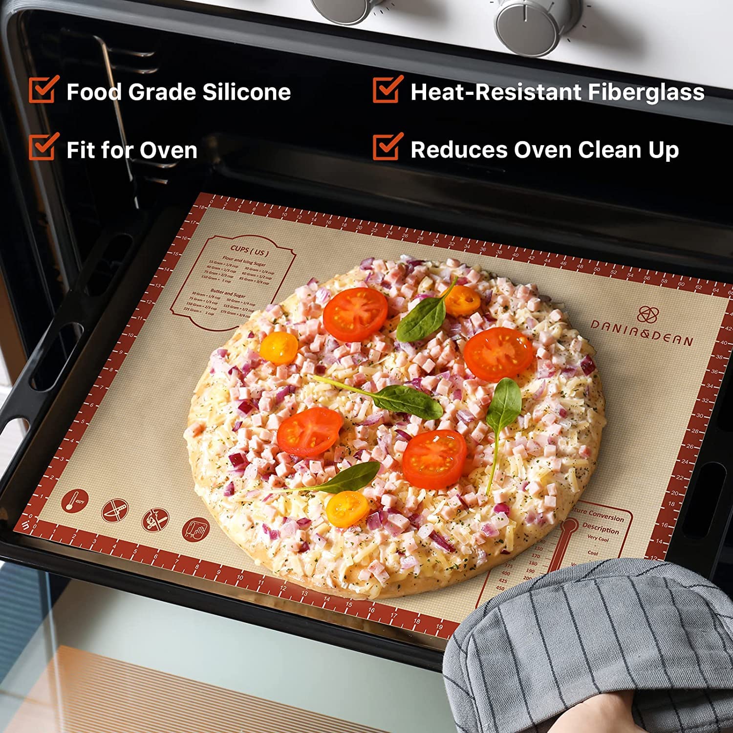 2 Pack Non Stick 26''x16'' Extra Large Thick Silicone Pastry Mat and 11''x16'' Cooking Mats, Double Measures Scale for Non-slip Silicone Baking Sheet,Counter Mat, Dough Rolling, Reusable Bakeware Mats - Image 7