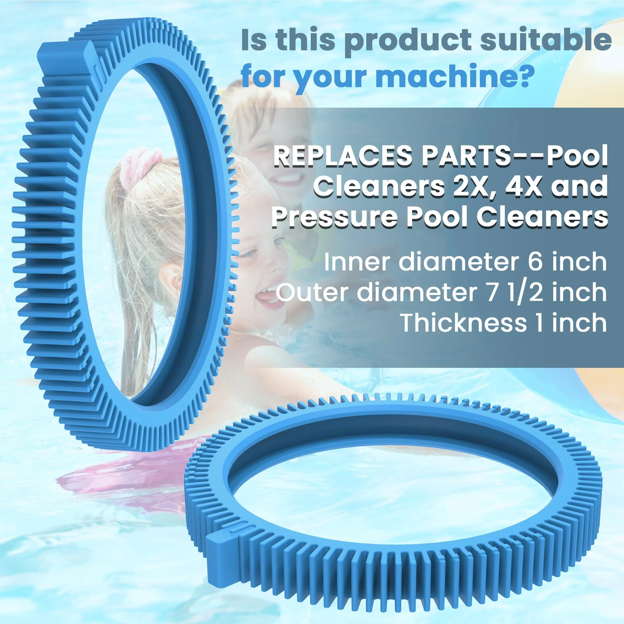 2 Pack Pool Cleaner Tires 896584000-143 Fits for Poolvergnuegen Pool Cleaner Parts - 896584000-143 Blue Front Tire Kit with Super Hump By AMI PARTS - Image 4