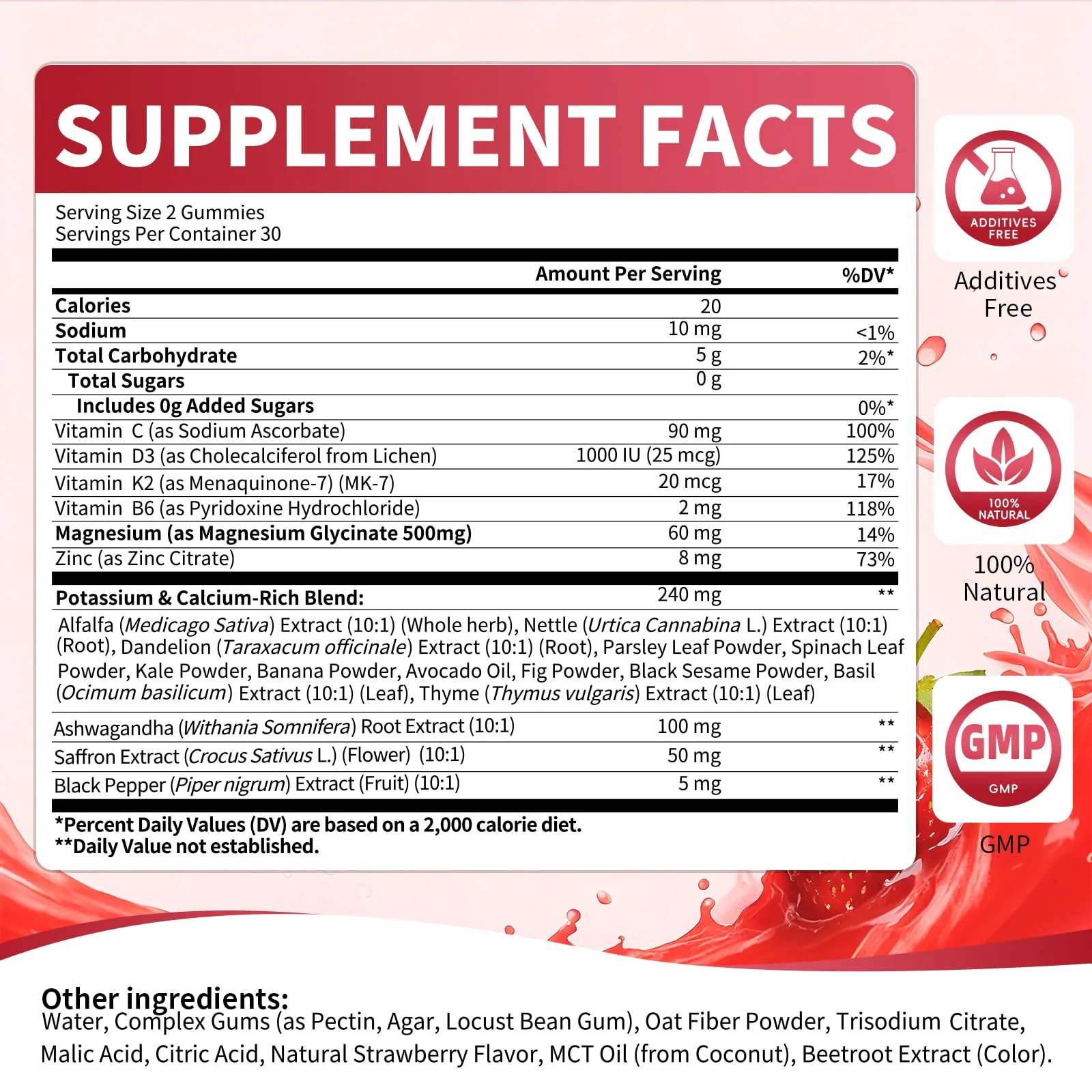 2 Pack Potassium Magnesium Gummies, Sugar Free Potassium Supplement Magnesium Glycinate 500mg, Ashwagandha, Vitamins D3, C, B6, Calcium & Zinc for Sleep, Leg Cramps & Muscle Relaxation-120 Count - Image 9