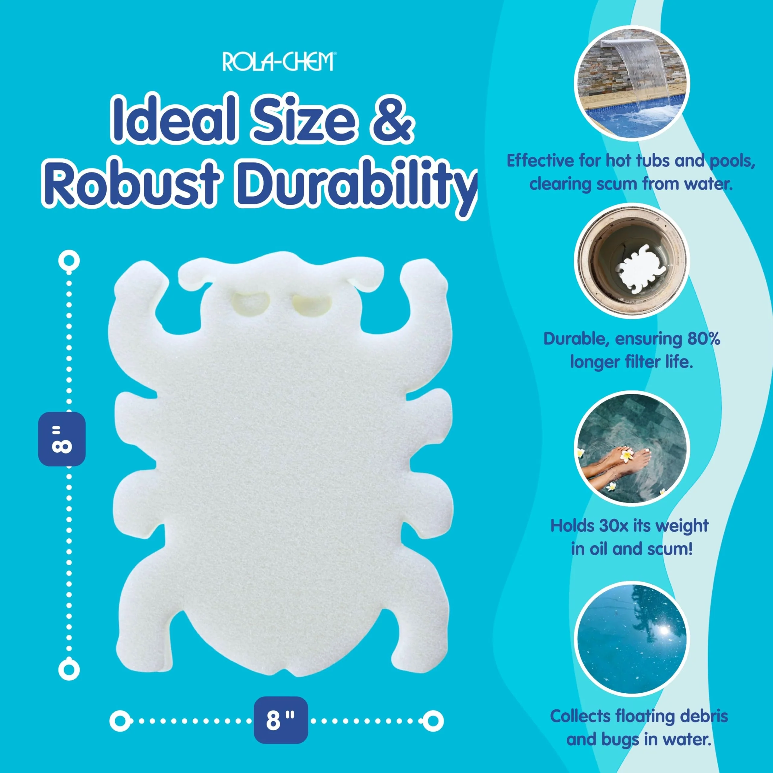 2 Pack Scumbug Hot Tub Scum Absorber – The Original, Highest Rated Scum Absorber Ever – Pool Sponge Oil Absorber for Hot Tub, Spa & Pool – Hot Tub Cleaning Tools That Soak Up Oil & Grime - Image 5