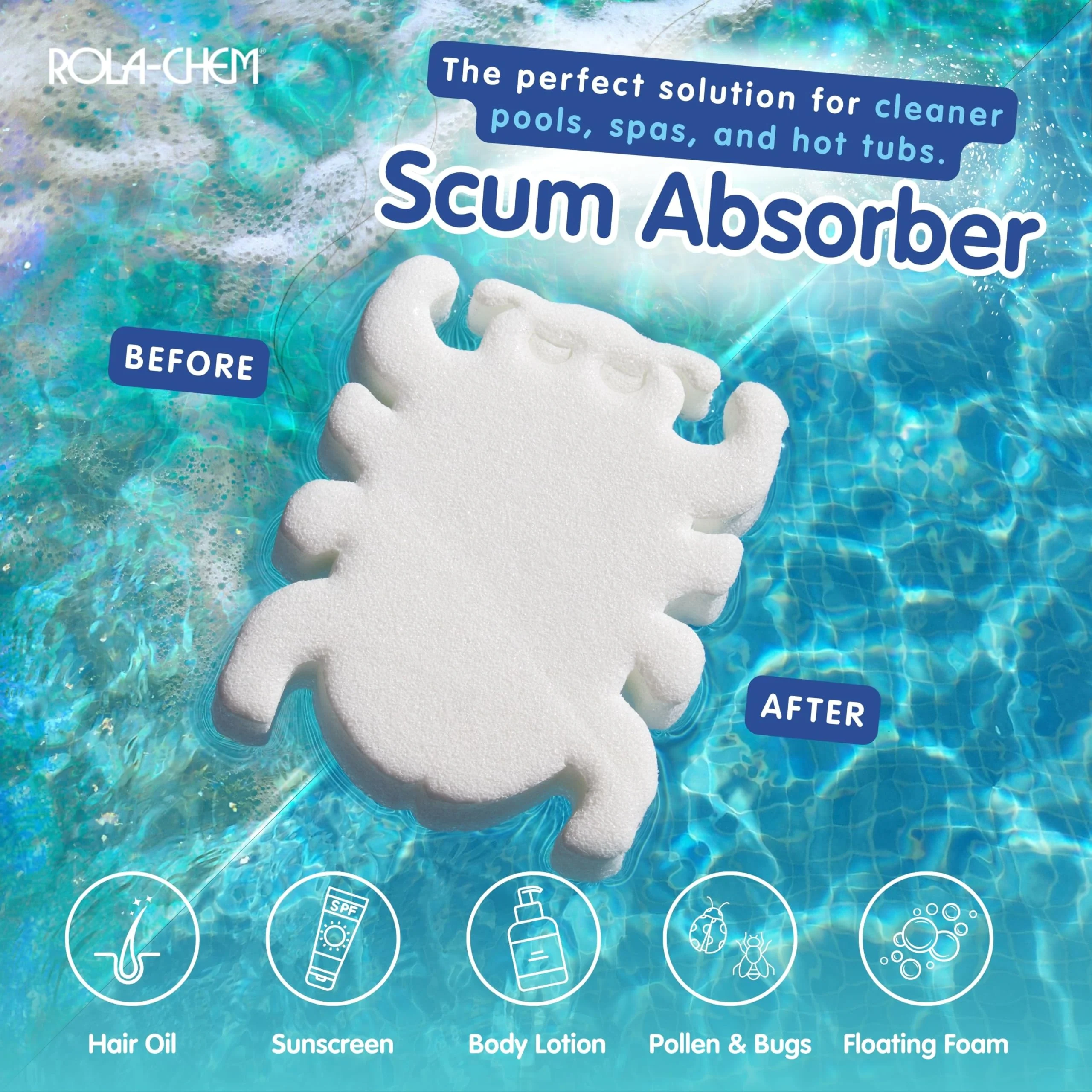 2 Pack Scumbug Hot Tub Scum Absorber – The Original, Highest Rated Scum Absorber Ever – Pool Sponge Oil Absorber for Hot Tub, Spa & Pool – Hot Tub Cleaning Tools That Soak Up Oil & Grime - Image 6