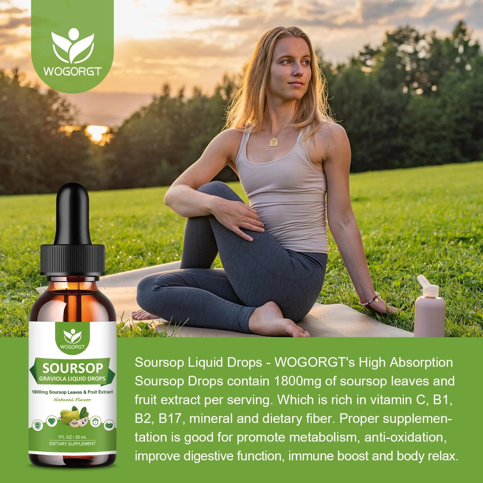 (2 Pack) Soursop Graviola Liquid Drops - 1800mg Soursop Extract - High Absorption Sour sop Bitters Liquid for Cell Support & Regeneration, Immune Support, Antioxidant, Relaxation, Sugar Free - 1 Fl Oz - Image 4