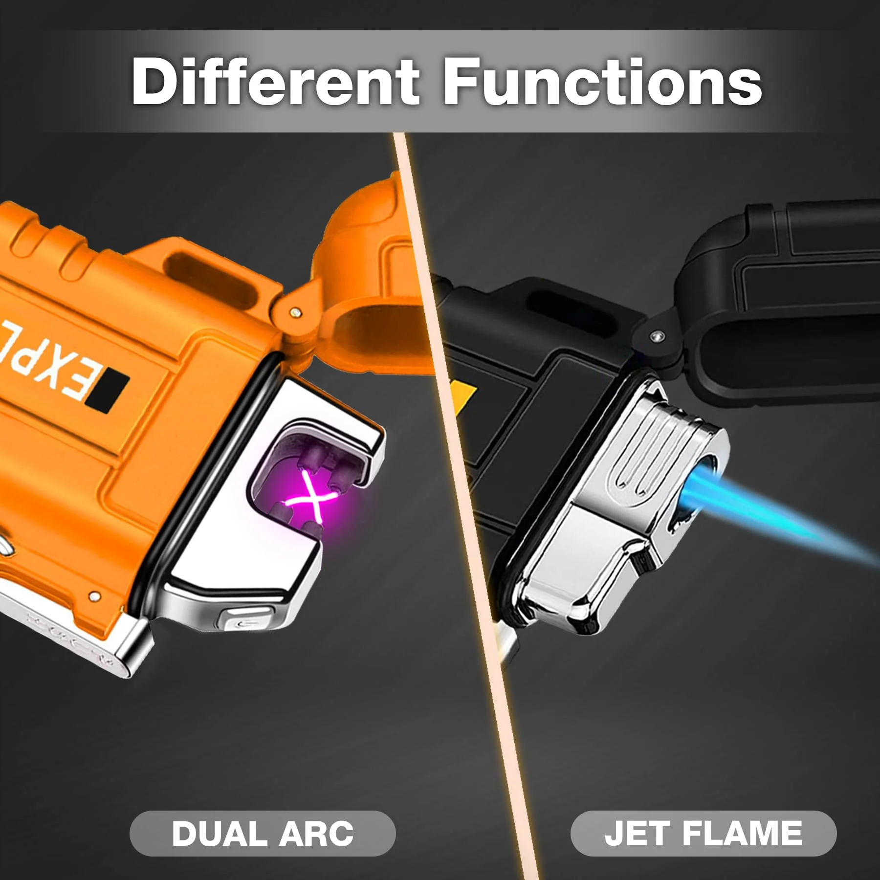 2 Pack Waterproof Lighter Outdoor Windproof Torch Lighters Dual Arc Butane Electric Lighters USB Rechargeable Lighters Flameless Plasma Lighter Camping Hiking Adventure Survival Tactical Gear - Image 7